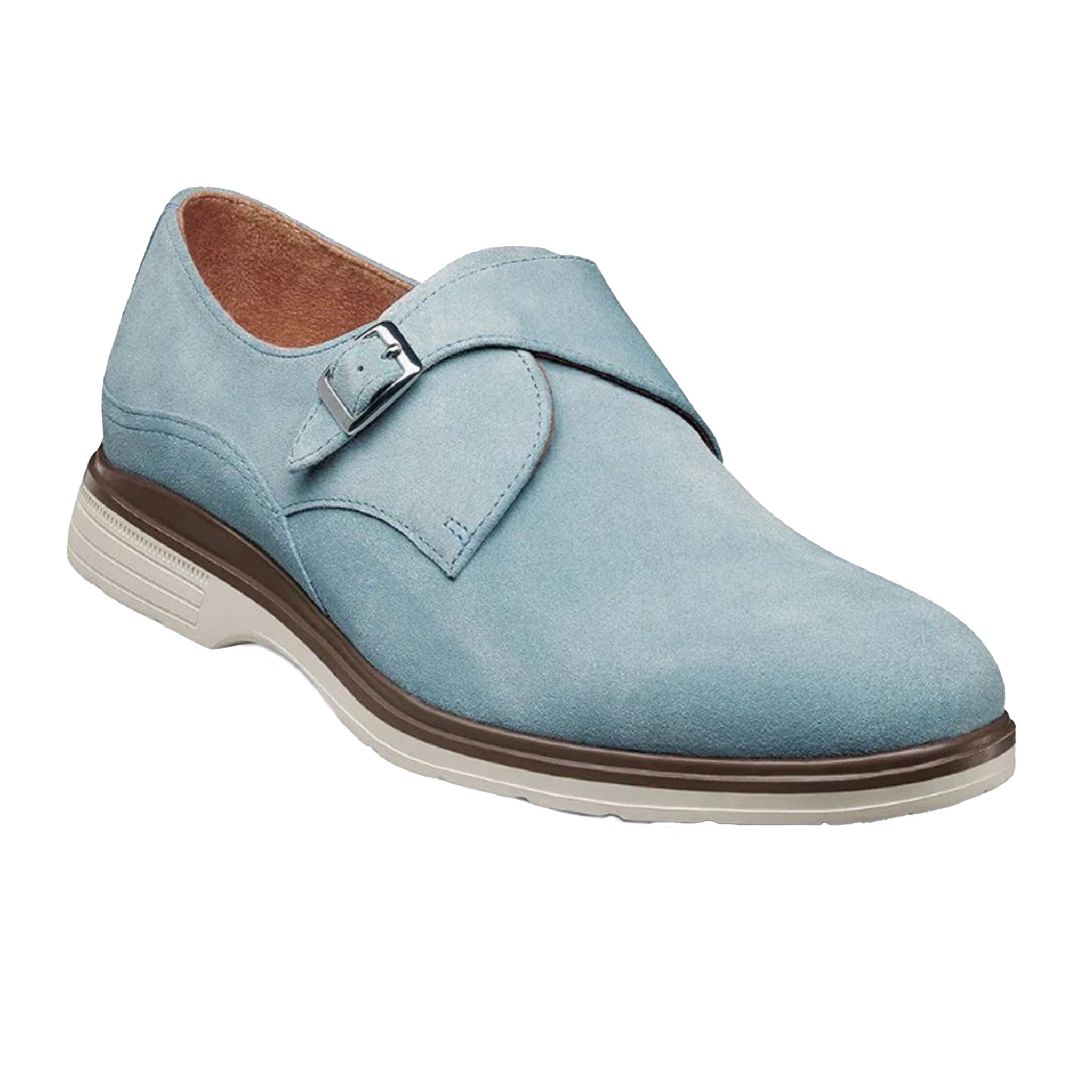 Stacy Adams Men's Taylen Plain Toe Monk Strap - Light Blue Suede Stacy Adams Men's Taylen Plain Toe Monk Strap - Light Blue Suede