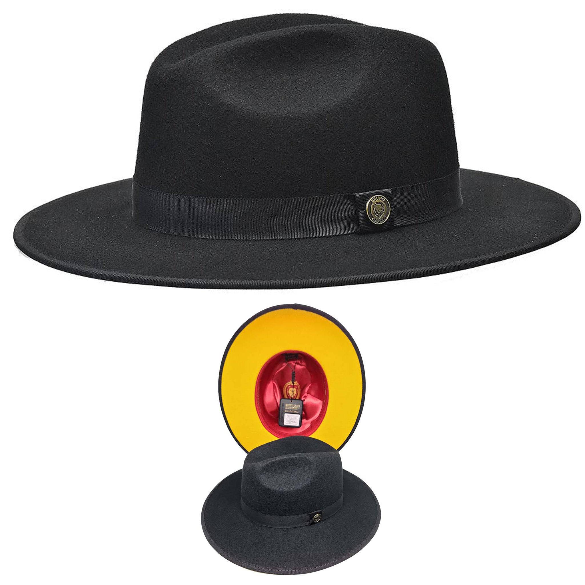 Wide Brim Wool Color Bottom Hat - The Monarch Black/Gold XL (7 5/8) - 61cm Wide Brim Wool Color Bottom Hat - The Monarch Black/Gold XL (7 5/8) - 61cm