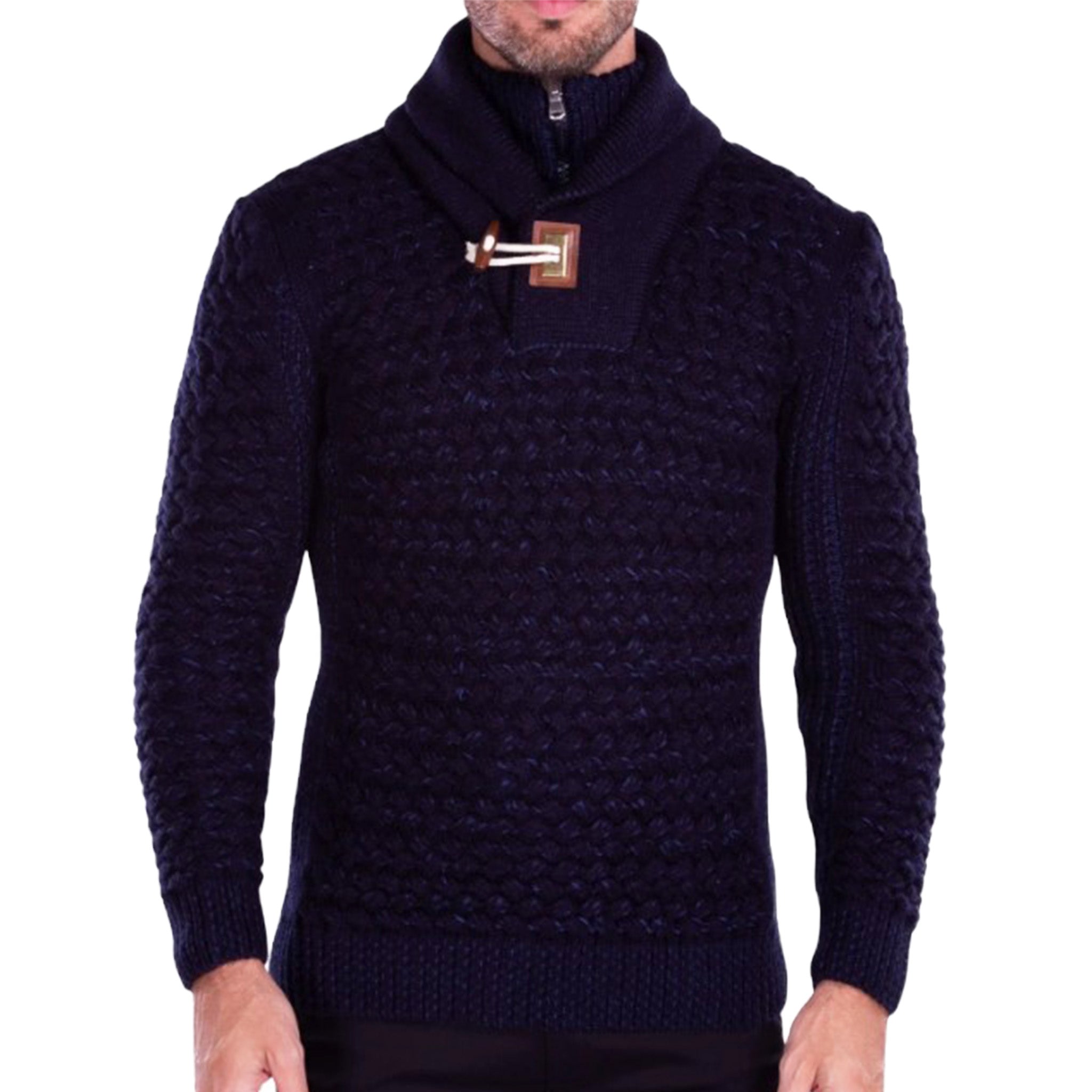 Navy Cowl Neck Men s Sweater D K SUIT DISCOUNTERS