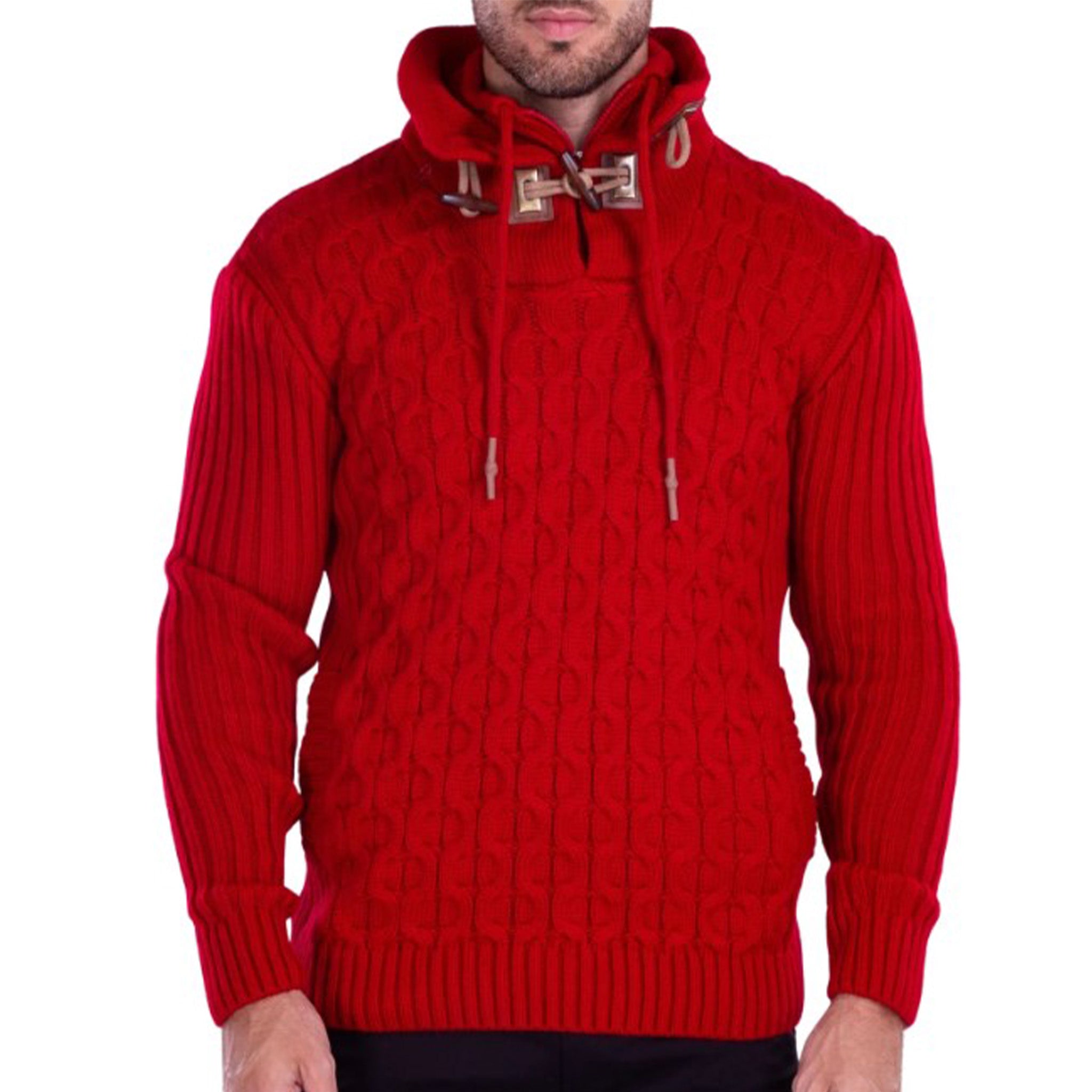 Red Cowl Neck Men's Sweater | D&K SUIT DISCOUNTERS