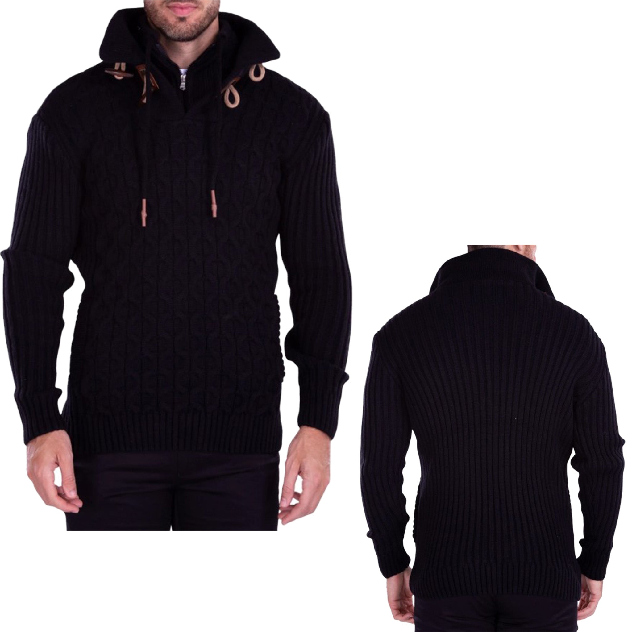 Black Cowl Neck Men's Sweater