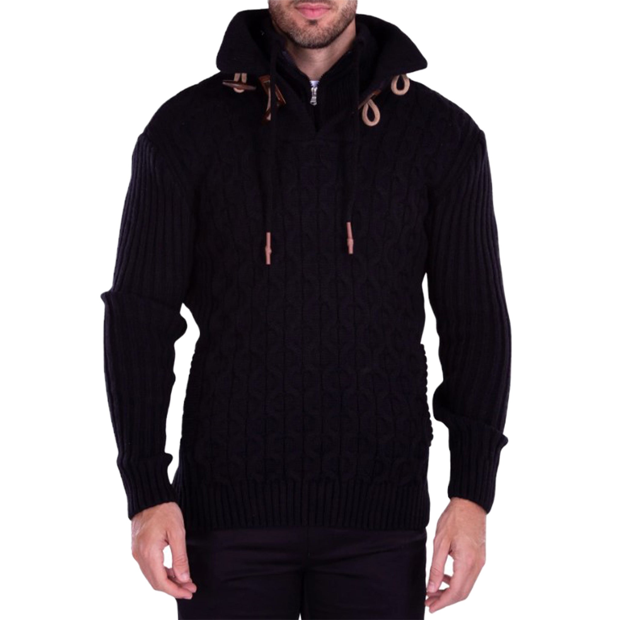 Black Cowl Neck Men's Sweater | D&K SUIT DISCOUNTERS