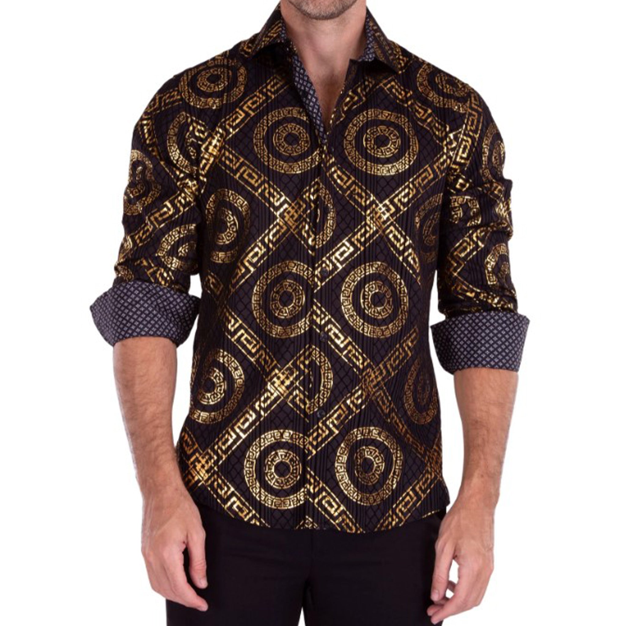 Gold Foil Print Fashion Shirts for Men Gold Foil Print Fashion Shirts for Men