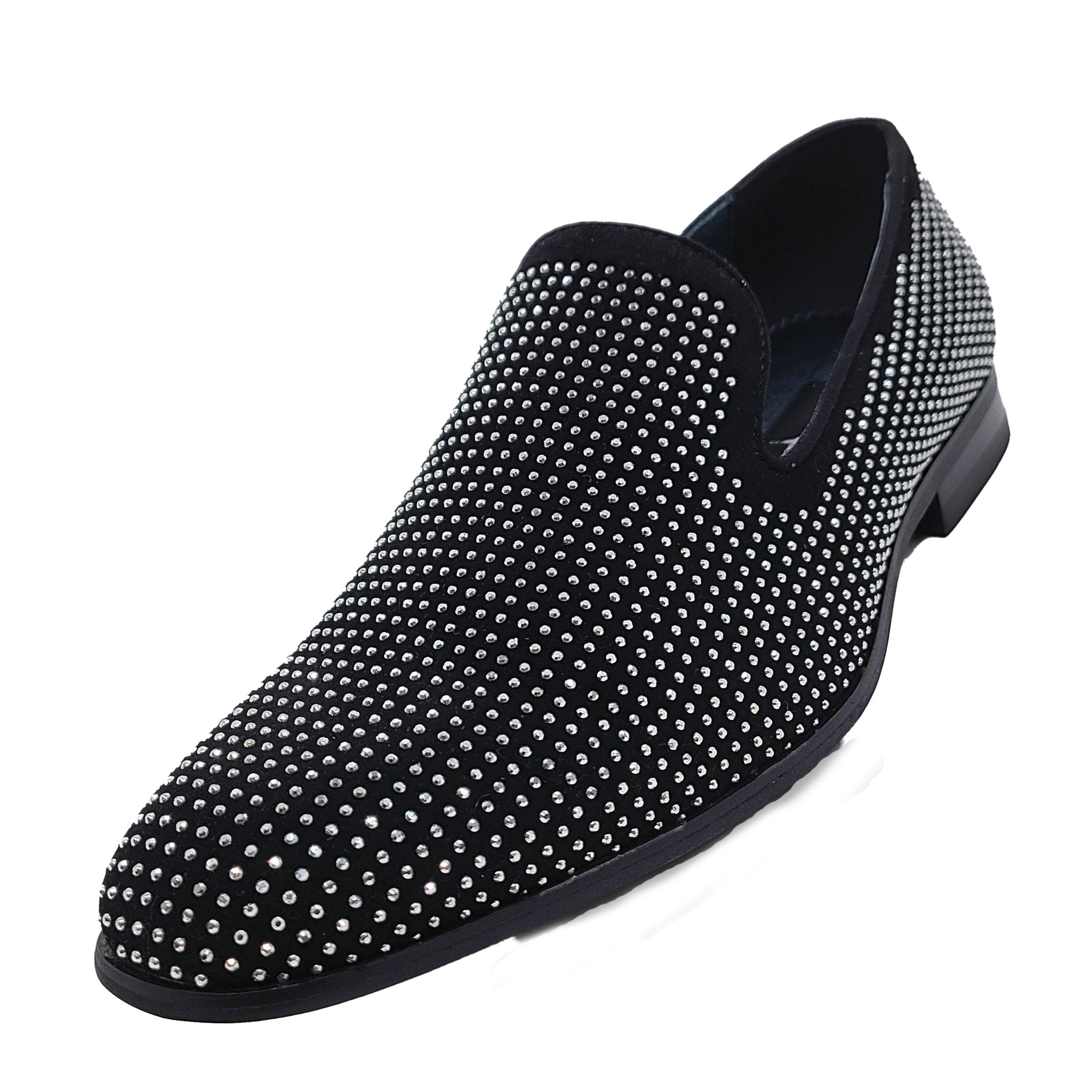 Black Crystal Studded Formal Loafers