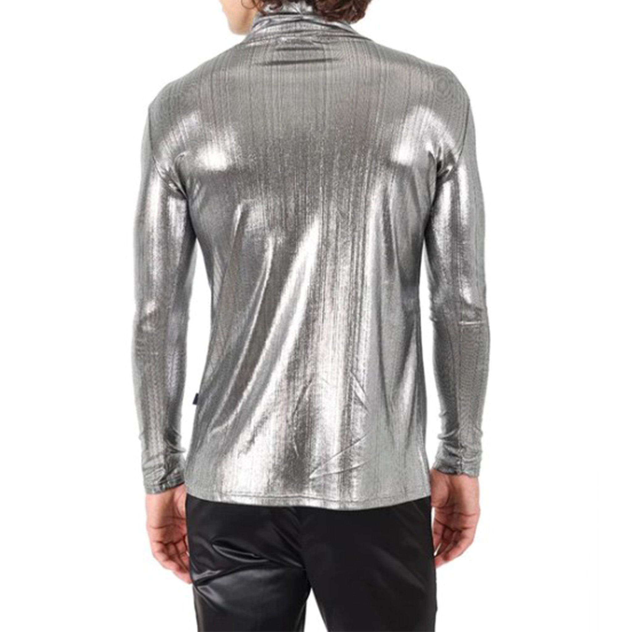 Silver Metallic Turtle Neck Shirt