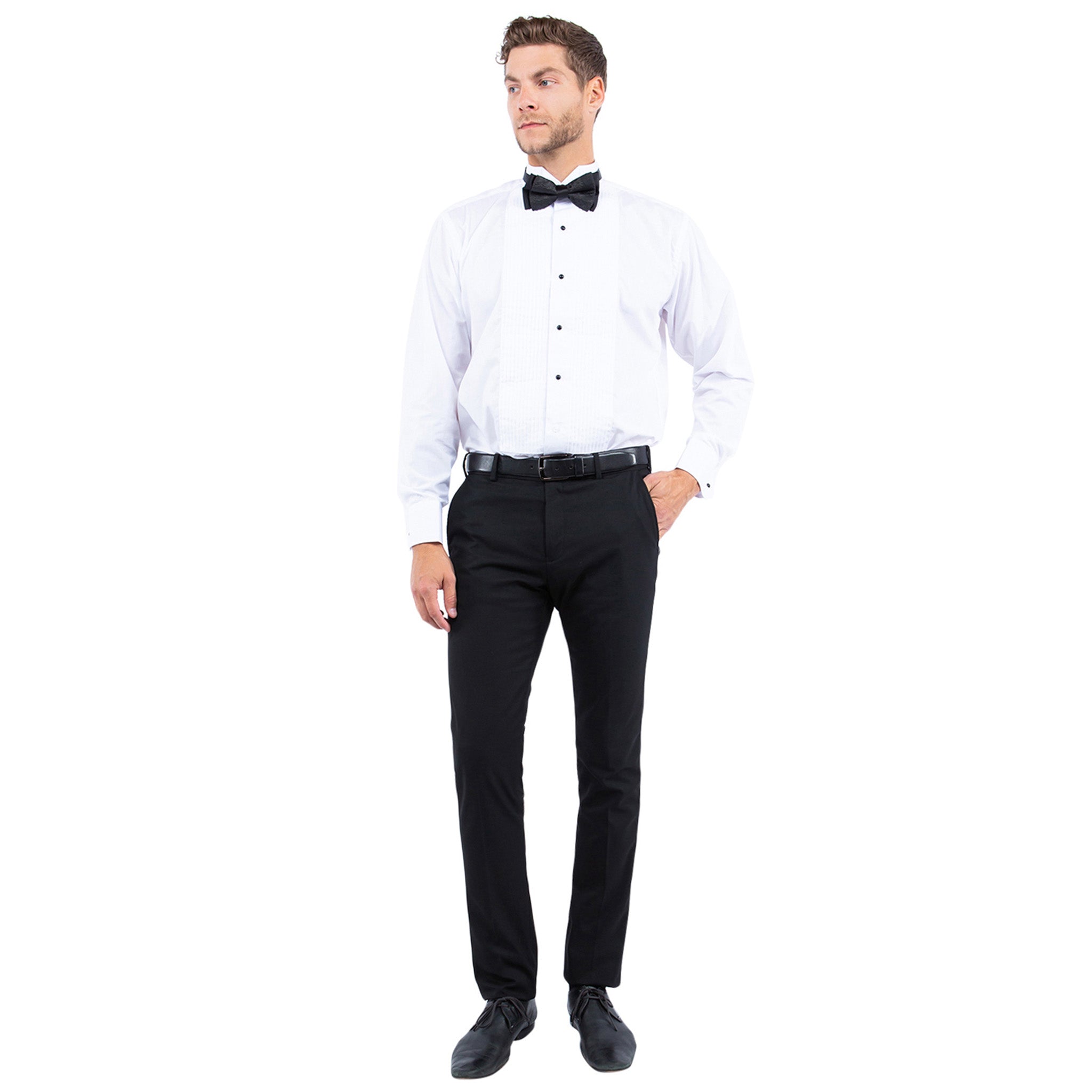 Men's Black Modern Fit Tuxedo Pants D&K SUIT DISCOUNTERS