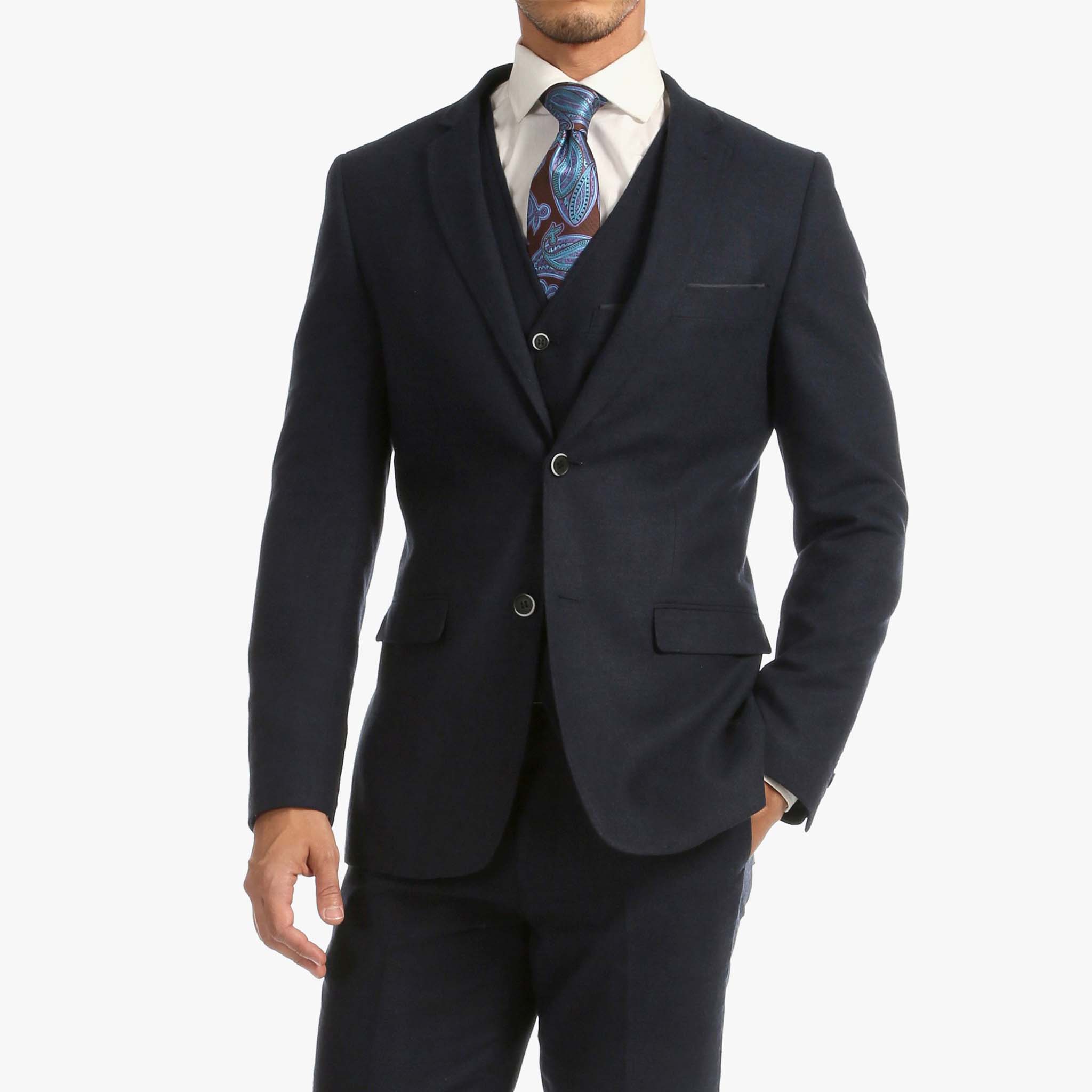 Bradford Navy Slim Fit Tweed 3pc Suit | D&K SUIT DISCOUNTERS