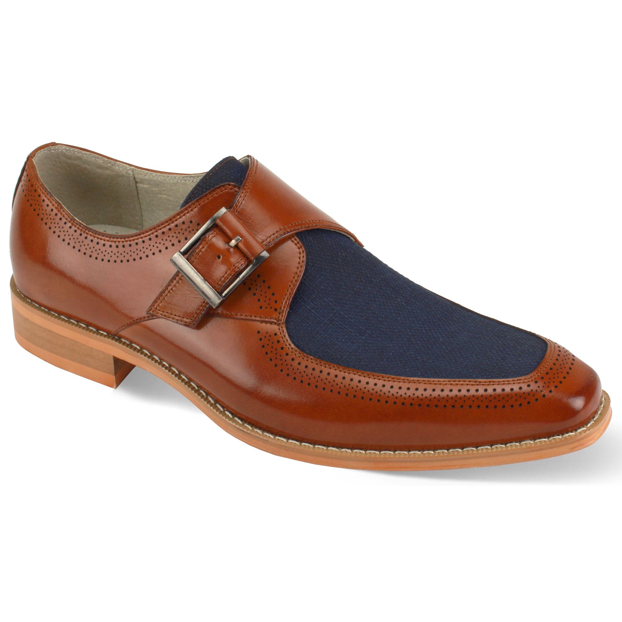 Giovanni Cognac Linen Monkstrap Shoe
