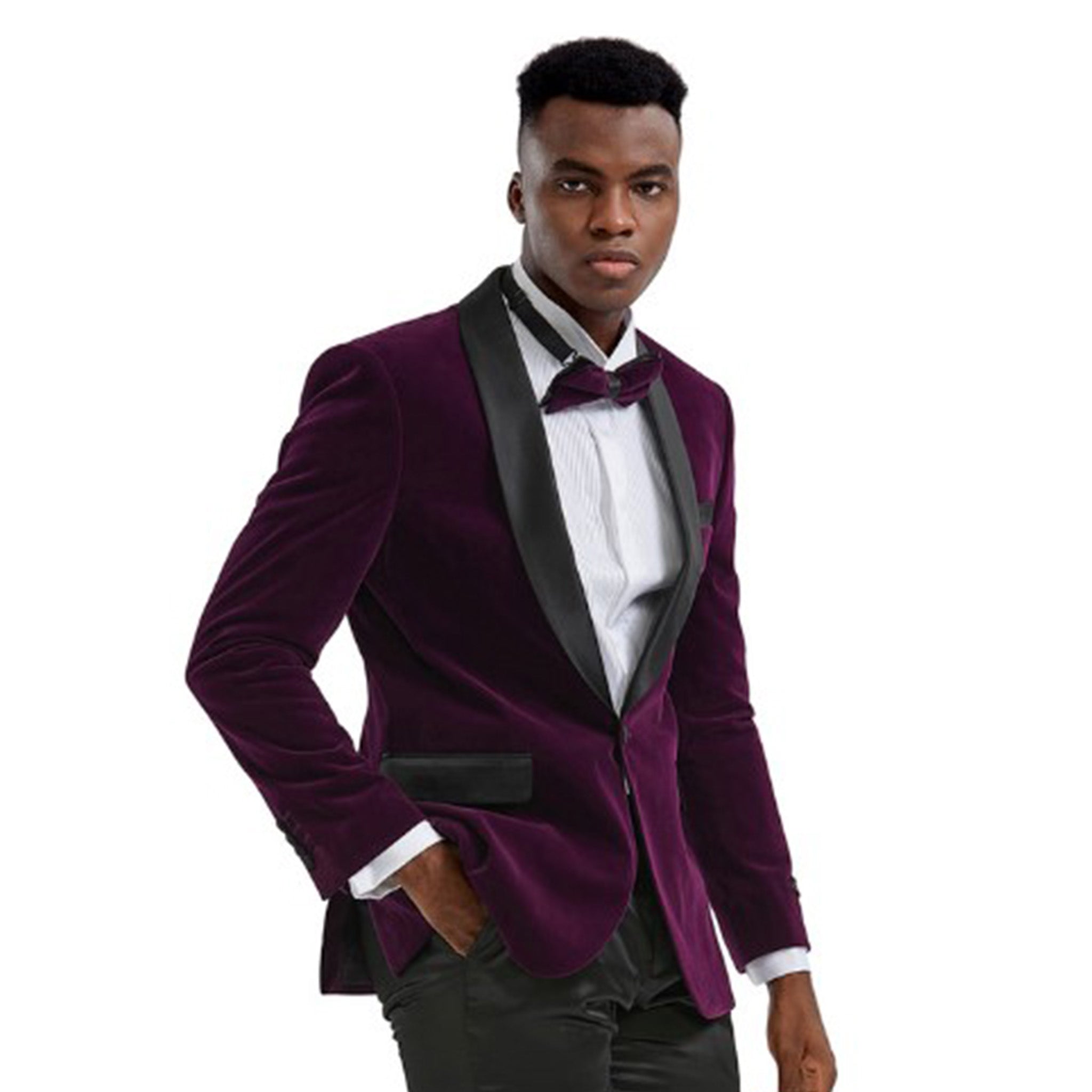 Purple Velvet Slim Fit Sport Coat - Main Image