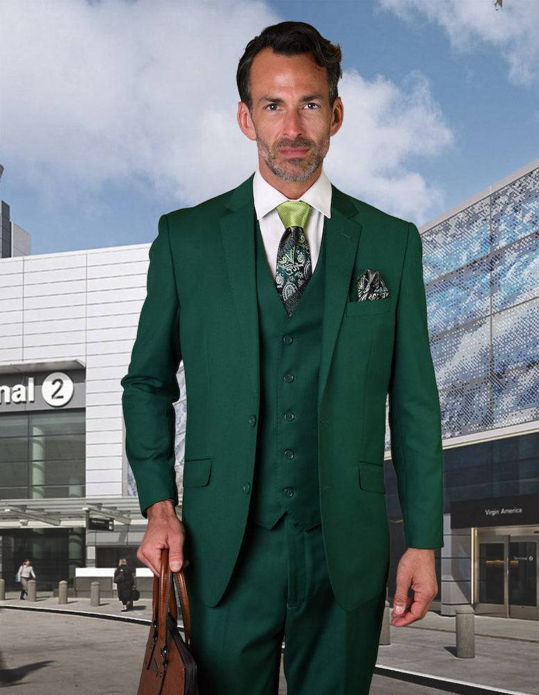 Elevate Your Elegance: Forrest Green Tailored Fit 3pc Suit | Stylish Menswear - DNK Mobile Regular / 40 Elevate Your Elegance: Forrest Green Tailored Fit 3pc Suit | Stylish Menswear - DNK Mobile Regular / 40