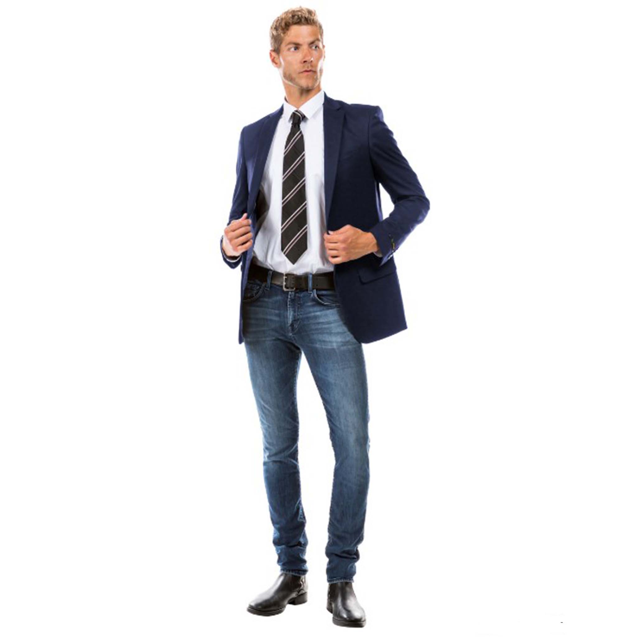 Dark Blue Denim Suit Jackets Wear Suit Suit Jacket With Shirt And