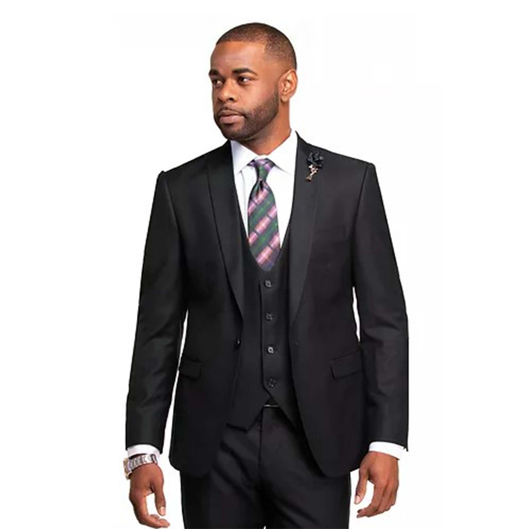 Black Slim Fit 3 Piece Suit for Men D&K SUIT DISCOUNTERS