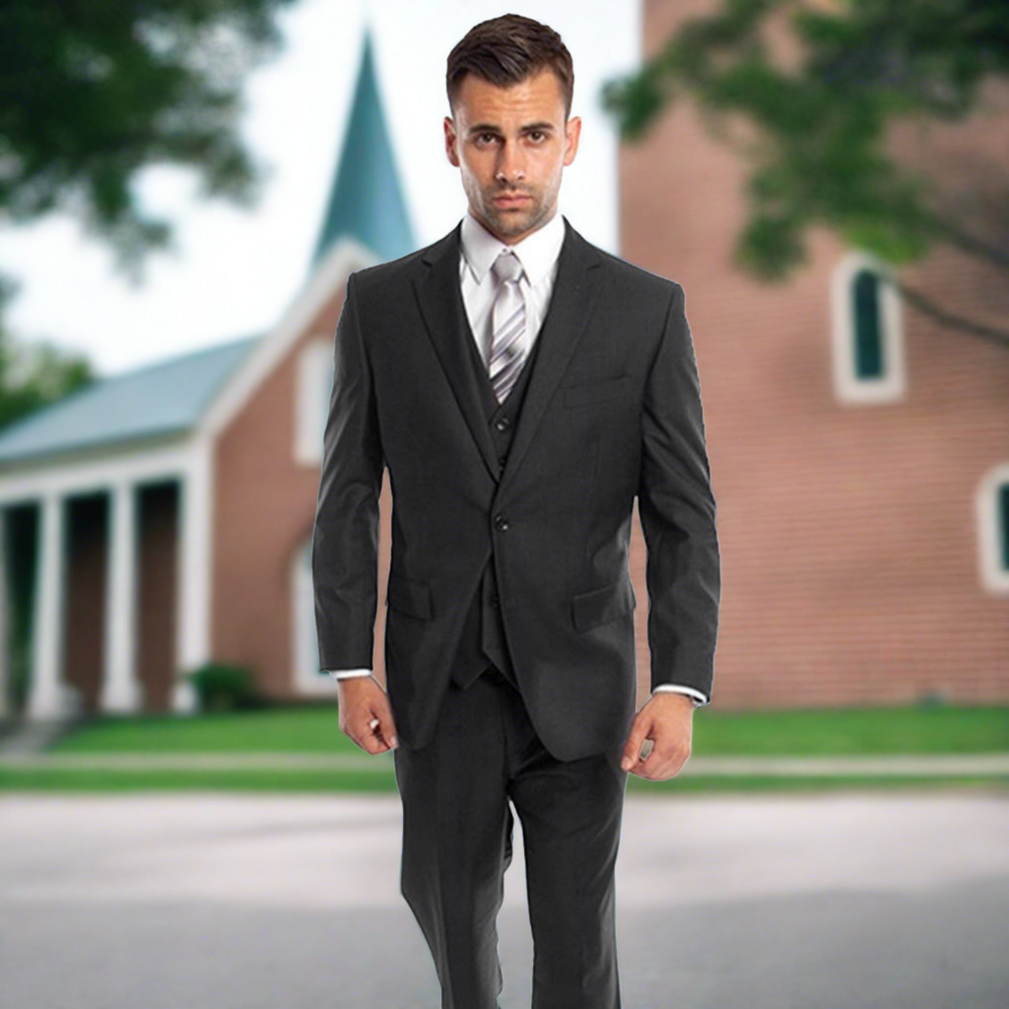 Modern Fit Black 3pc Suit