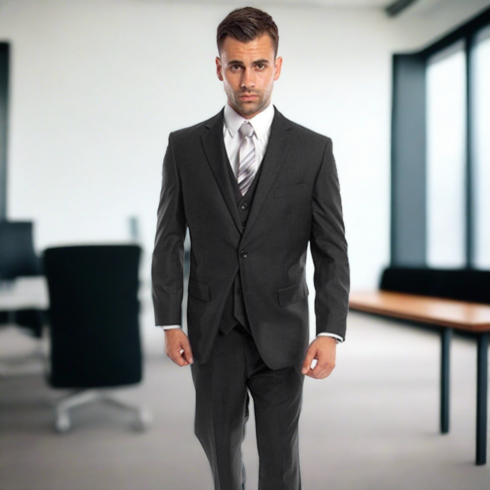 Modern Fit Black 3pc Suit