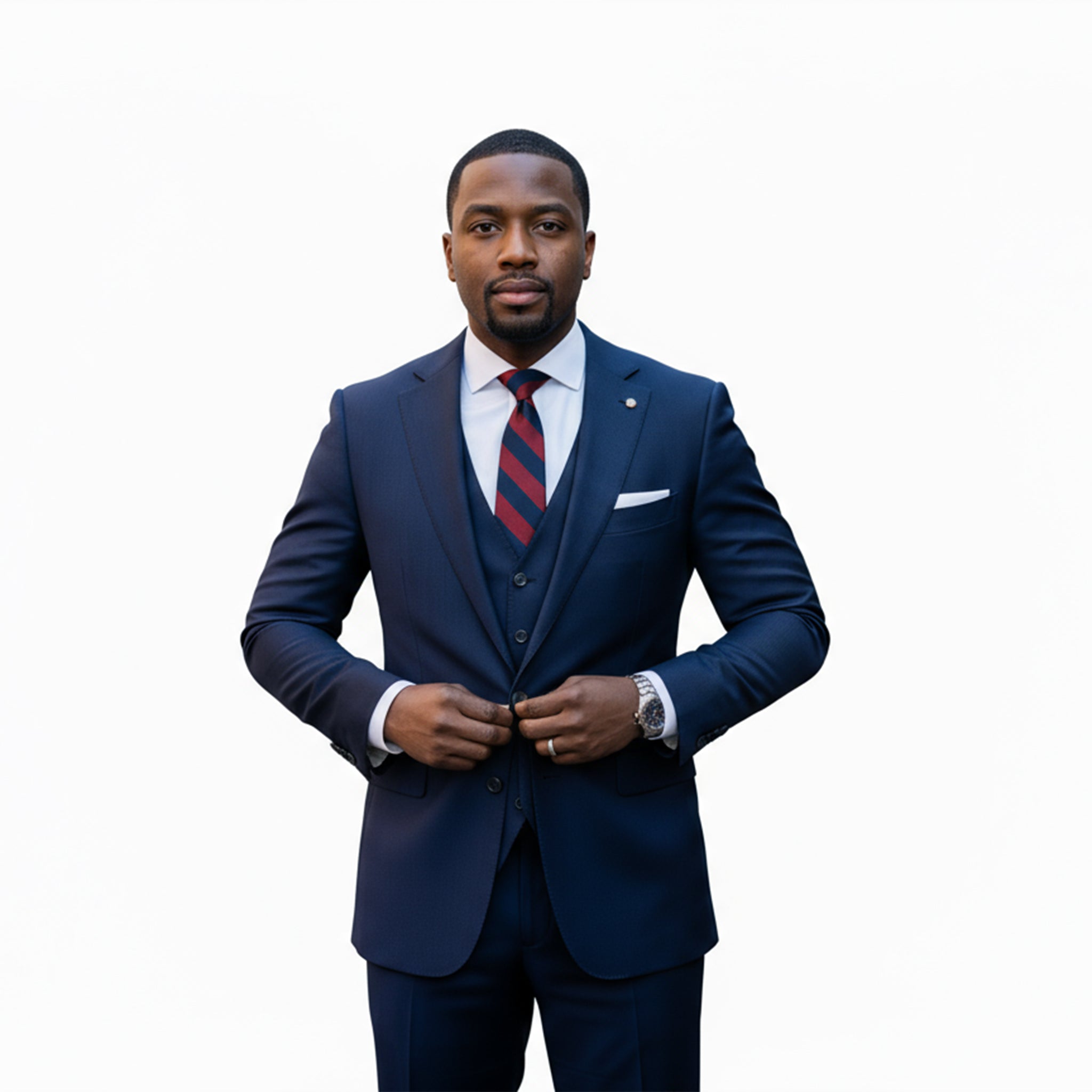 Modern Fit Navy Blue 3pc Suit