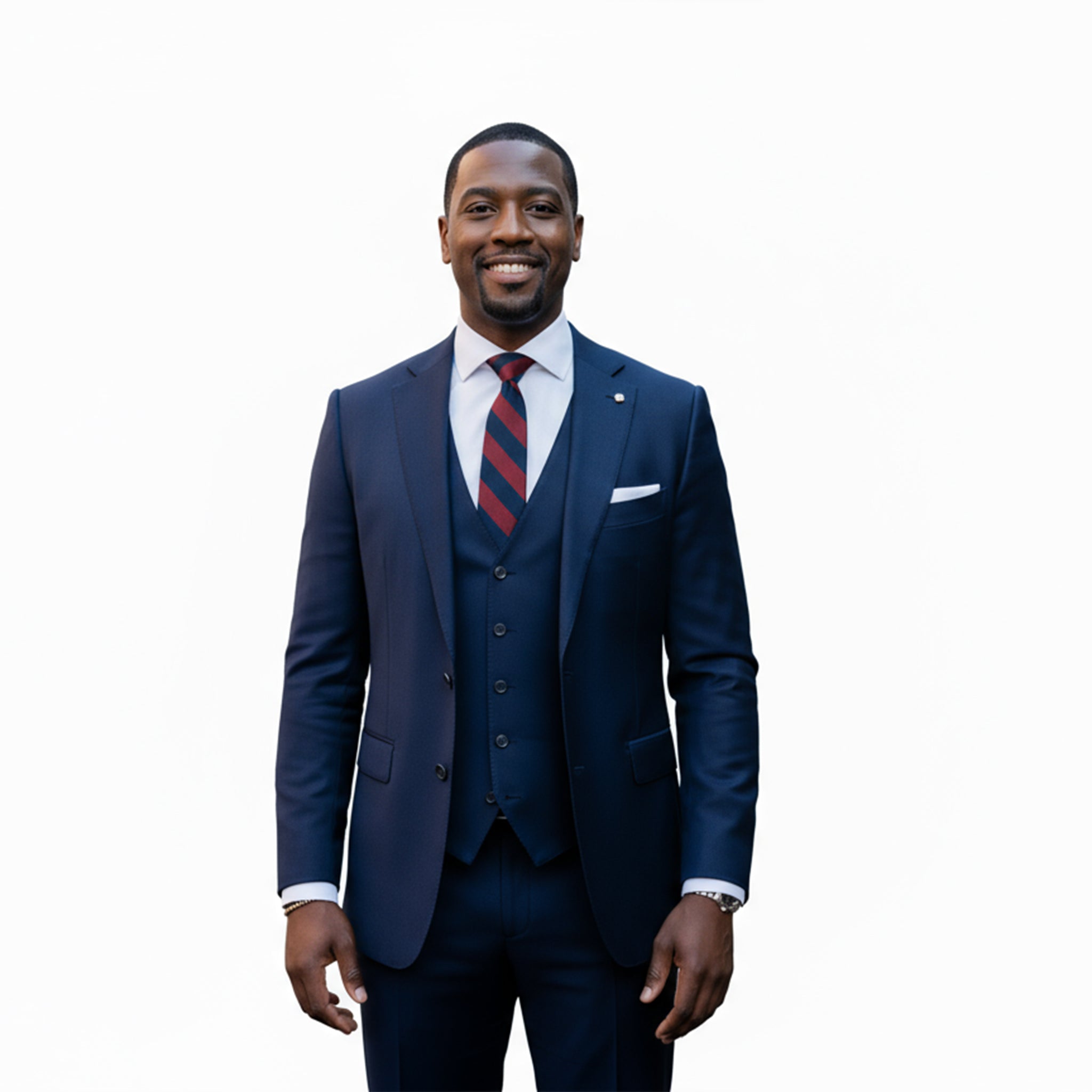 Modern Fit Navy Blue 3pc Suit Regular / 58/52W Modern Fit Navy Blue 3pc Suit Regular / 58/52W
