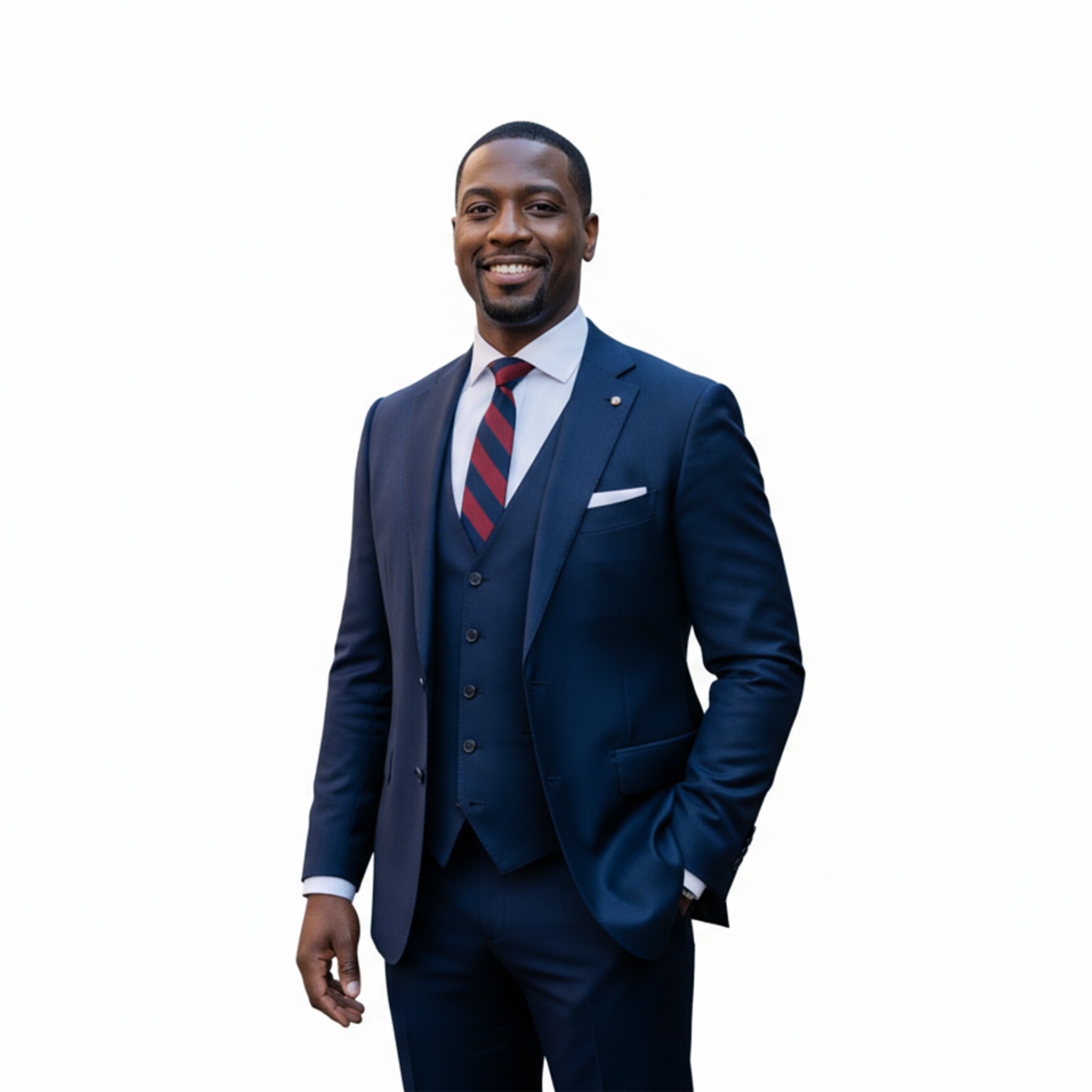 Modern Fit Navy Blue 3pc Suit Regular / 58/52W