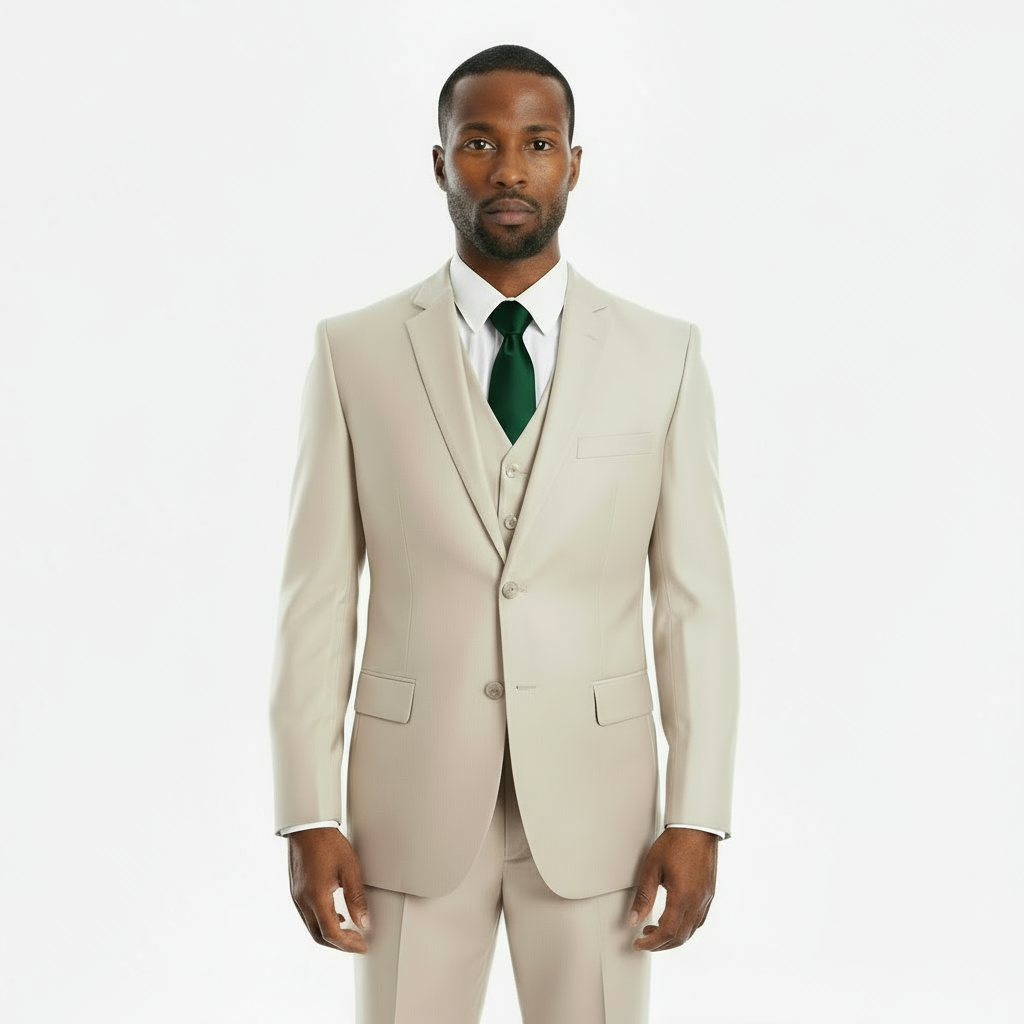 Slim Fit Lt. Beige 3pc Suit