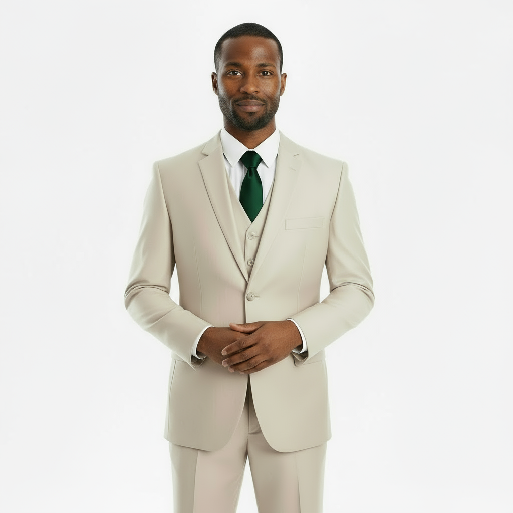 Slim Fit Lt. Beige 3pc Suit