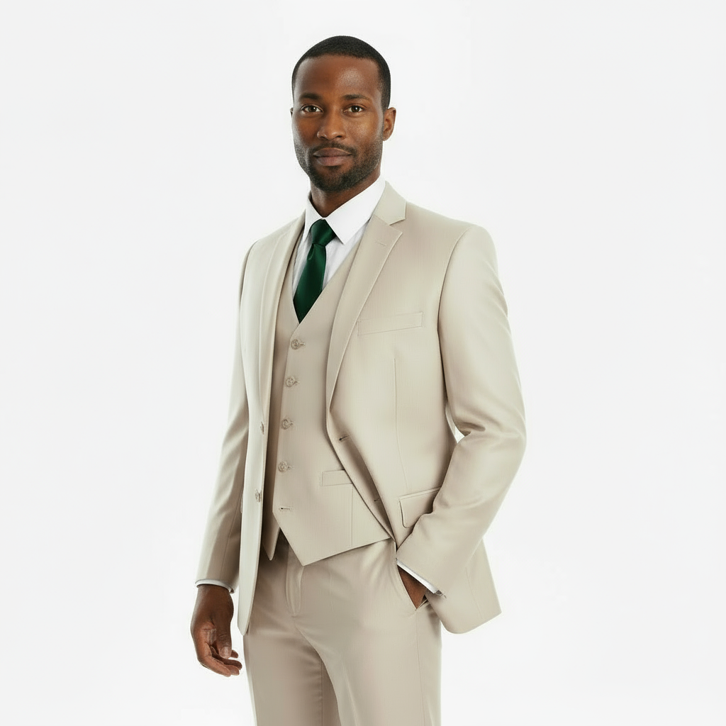 Slim Fit Lt. Beige 3pc Suit