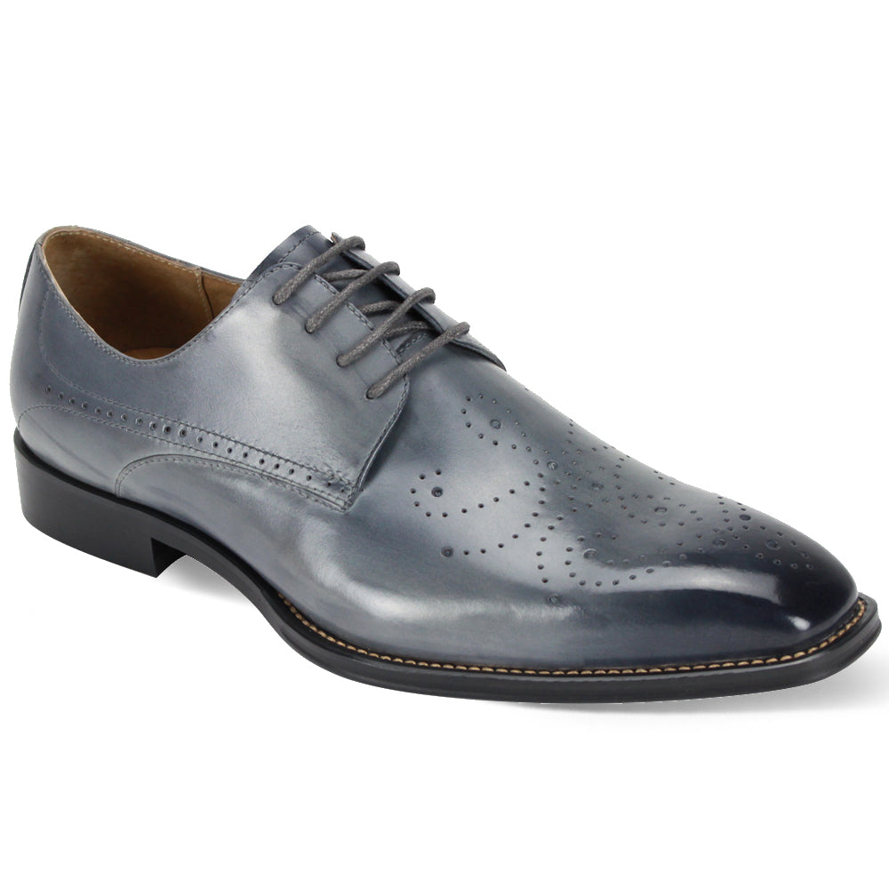 Giovanni Grey Leather Oxford Shoe