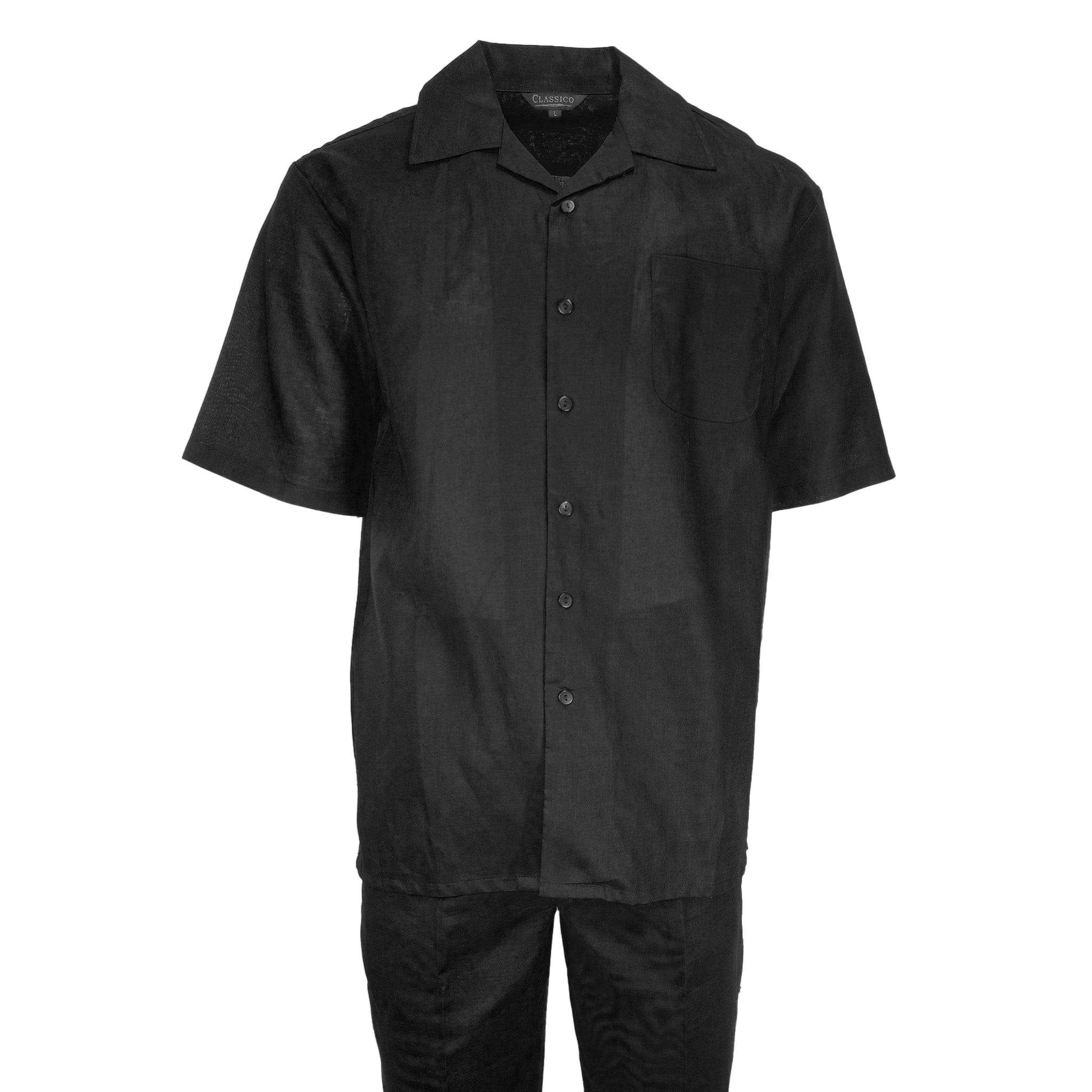 Men's Black Linen Leisure Suit