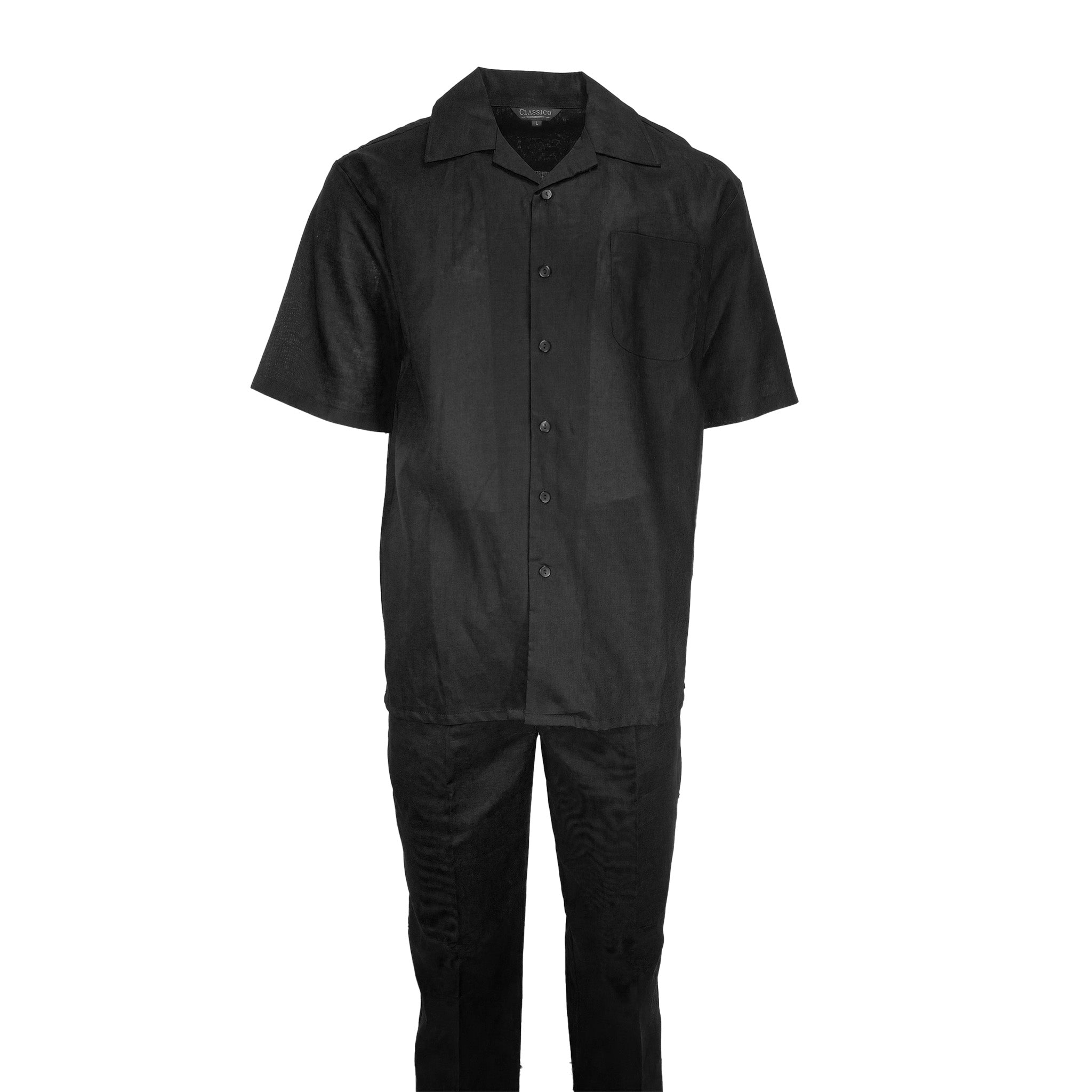 Men's Black Linen Leisure Suit