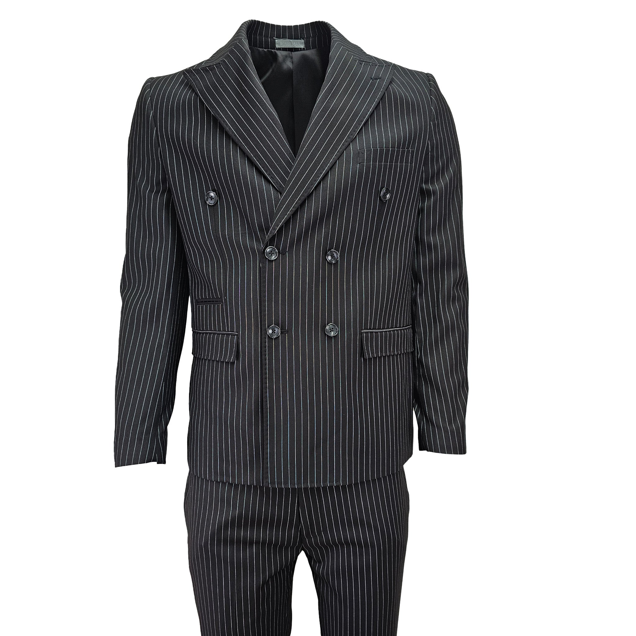 Black Slim Fit Pinstripe D.B. Suit