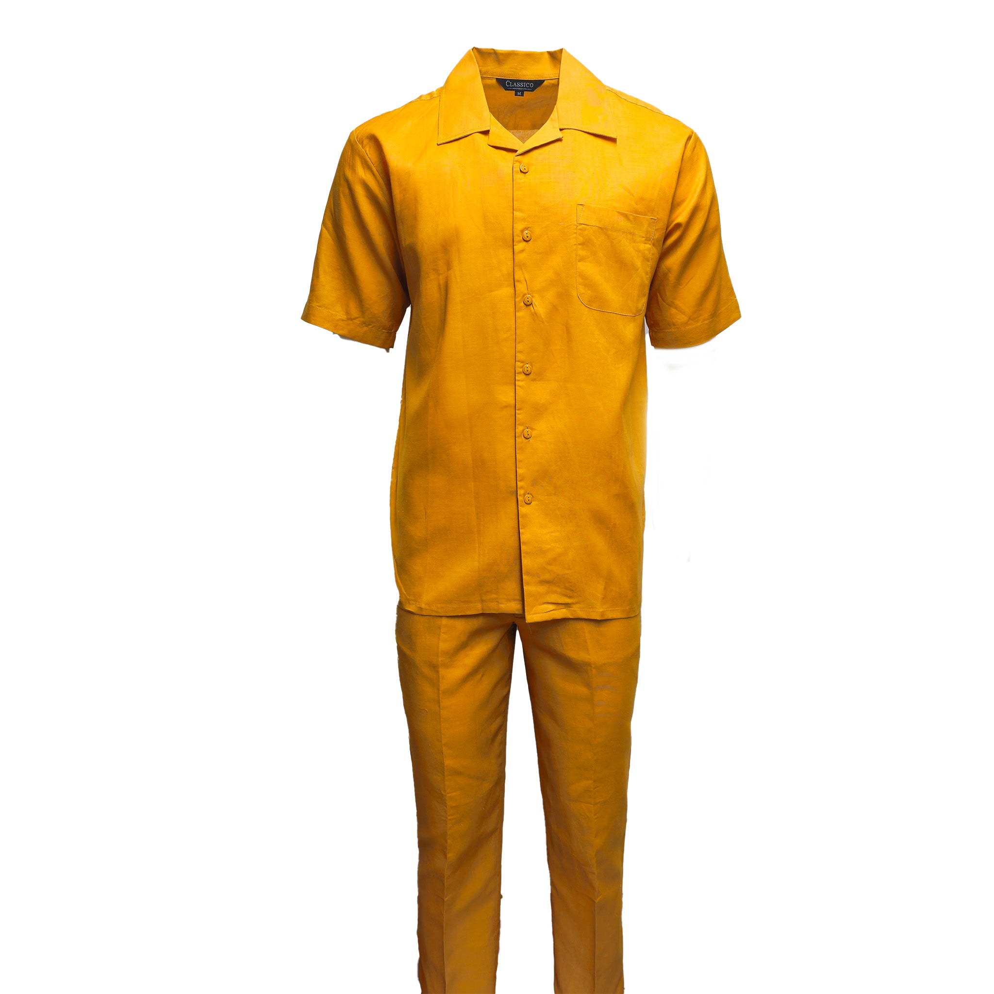 Men's Mustard Linen Leisure Suit