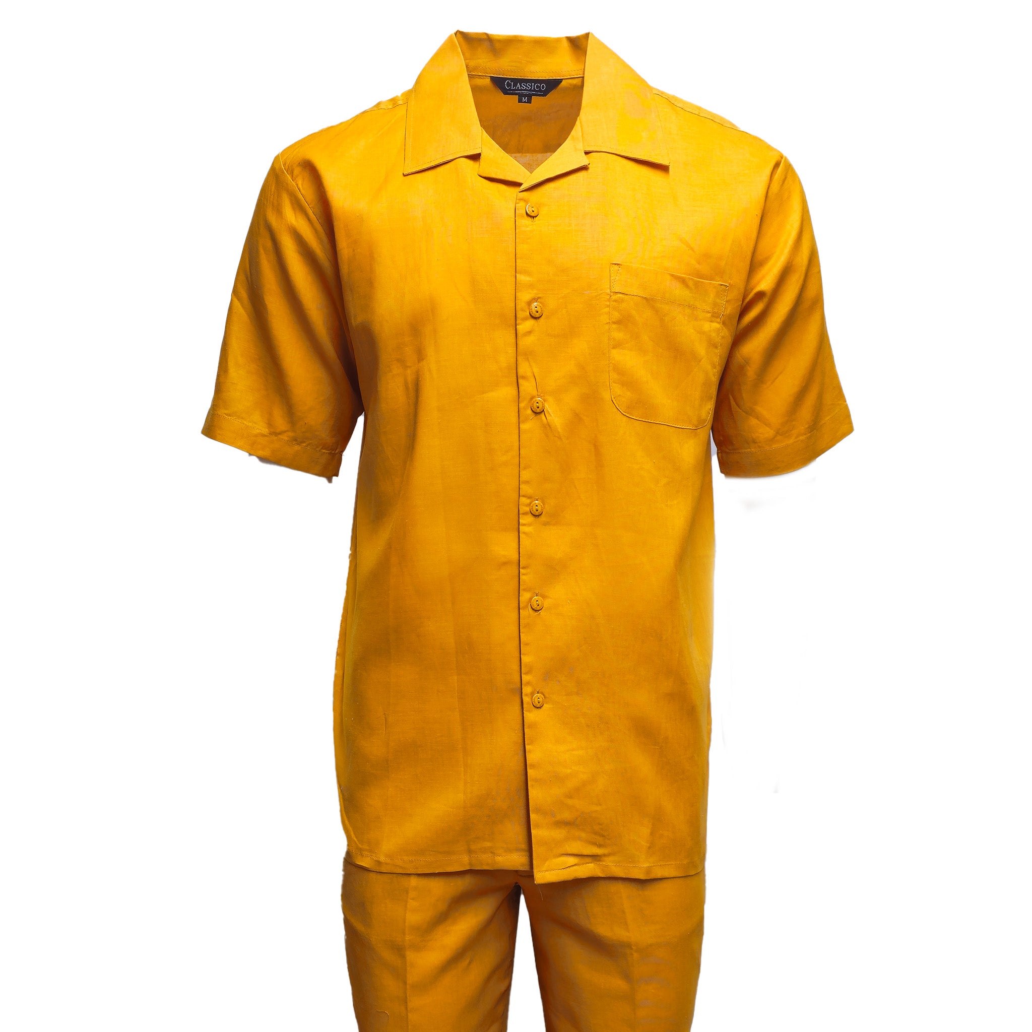 Men's Mustard Linen Leisure Suit