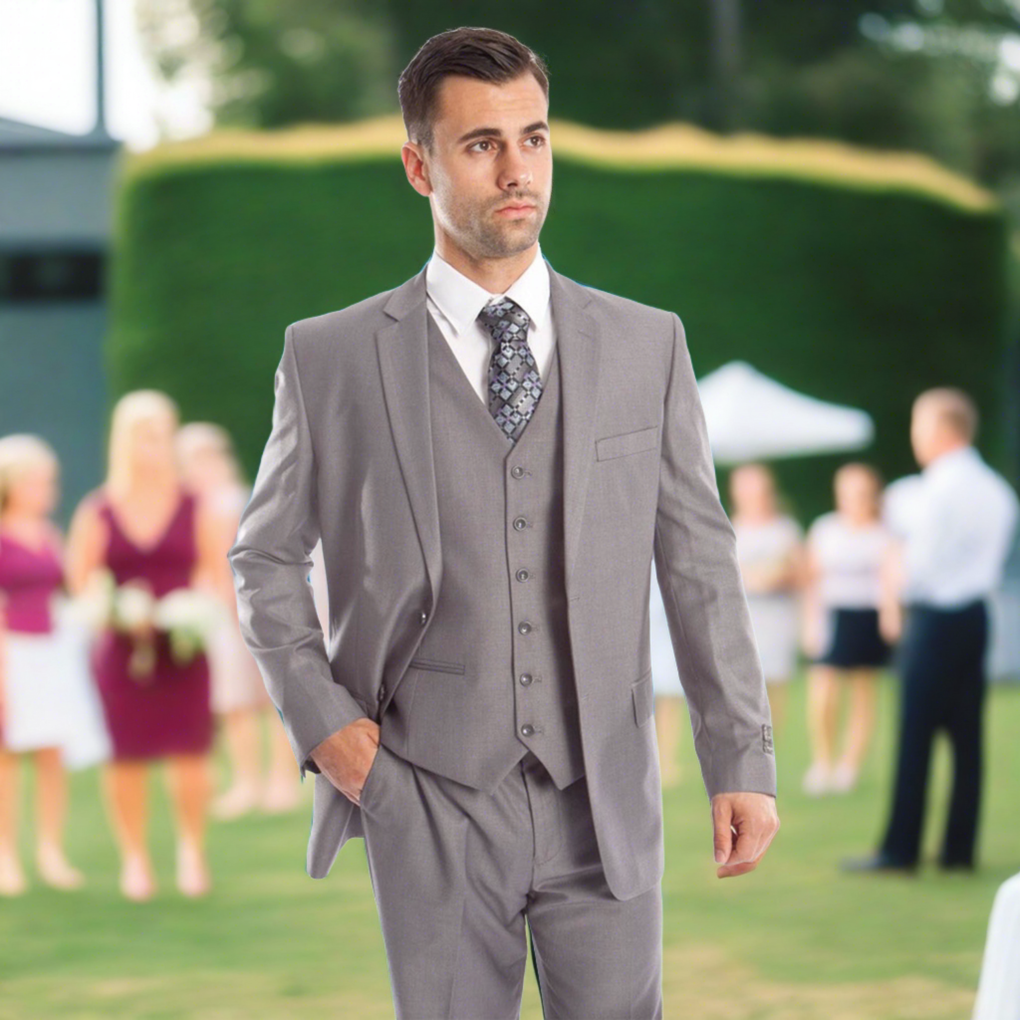Slim Fit Lt. Grey 3pc Suit