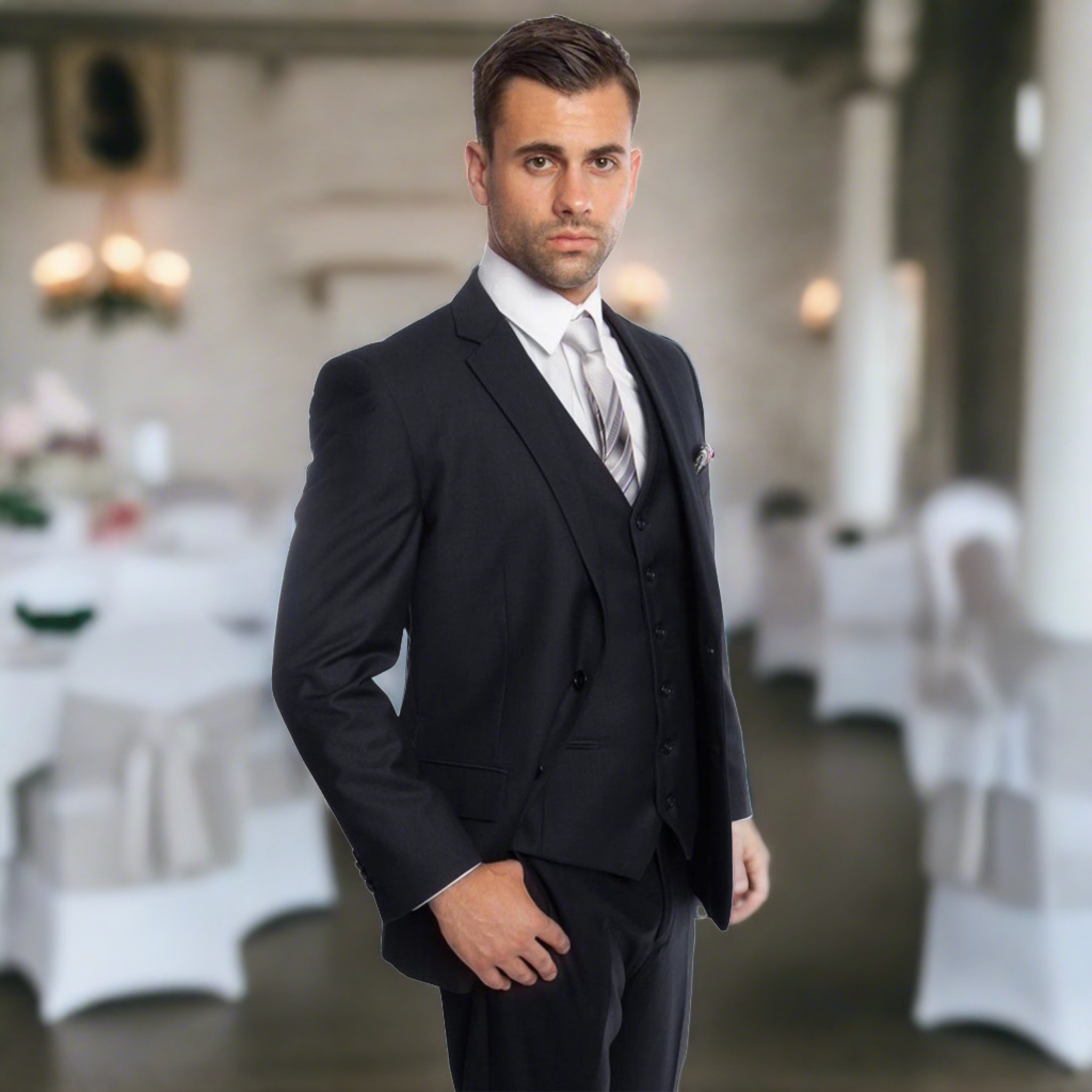 Slim Fit Navy Blue 3pc Suit