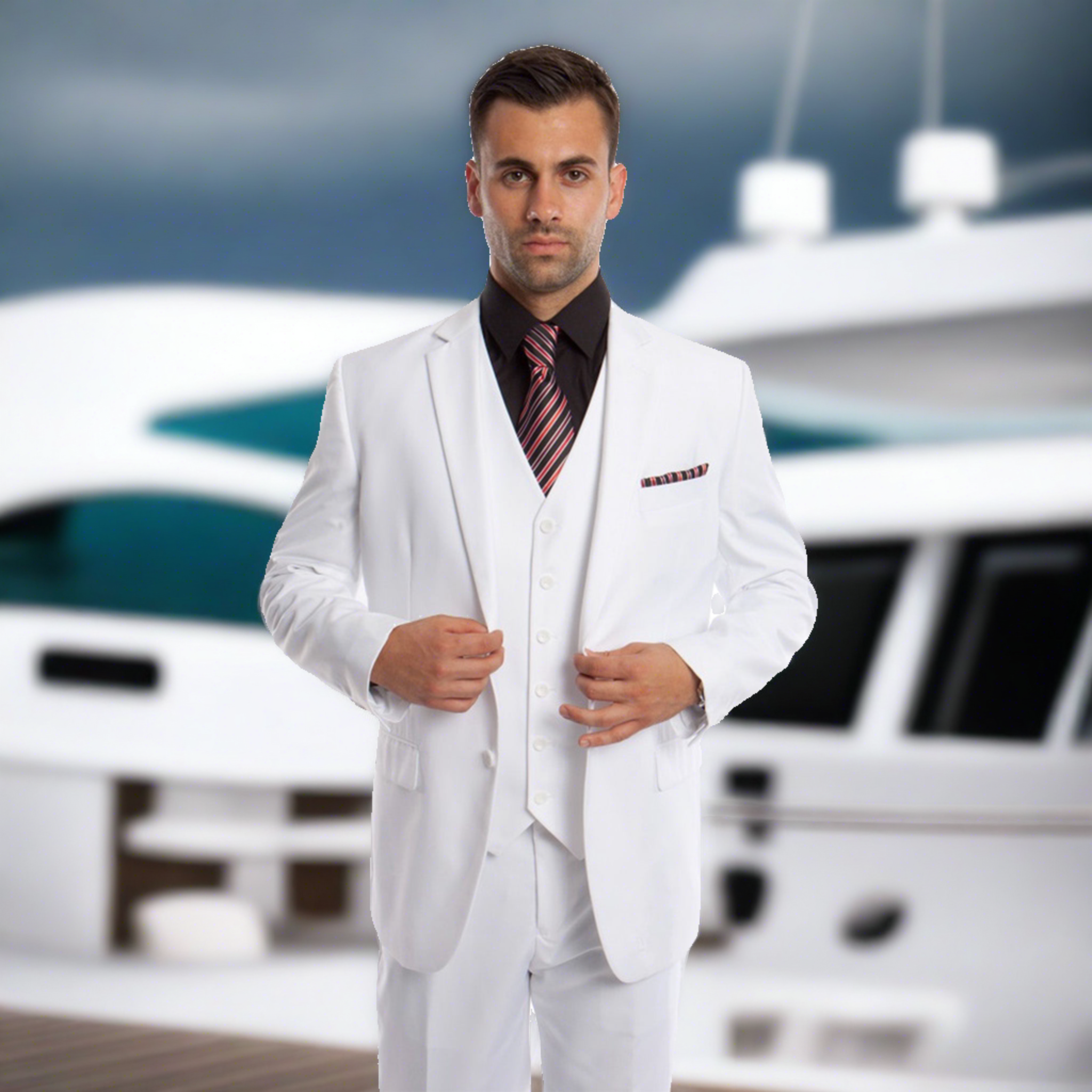 Slim Fit White 3pc Suit