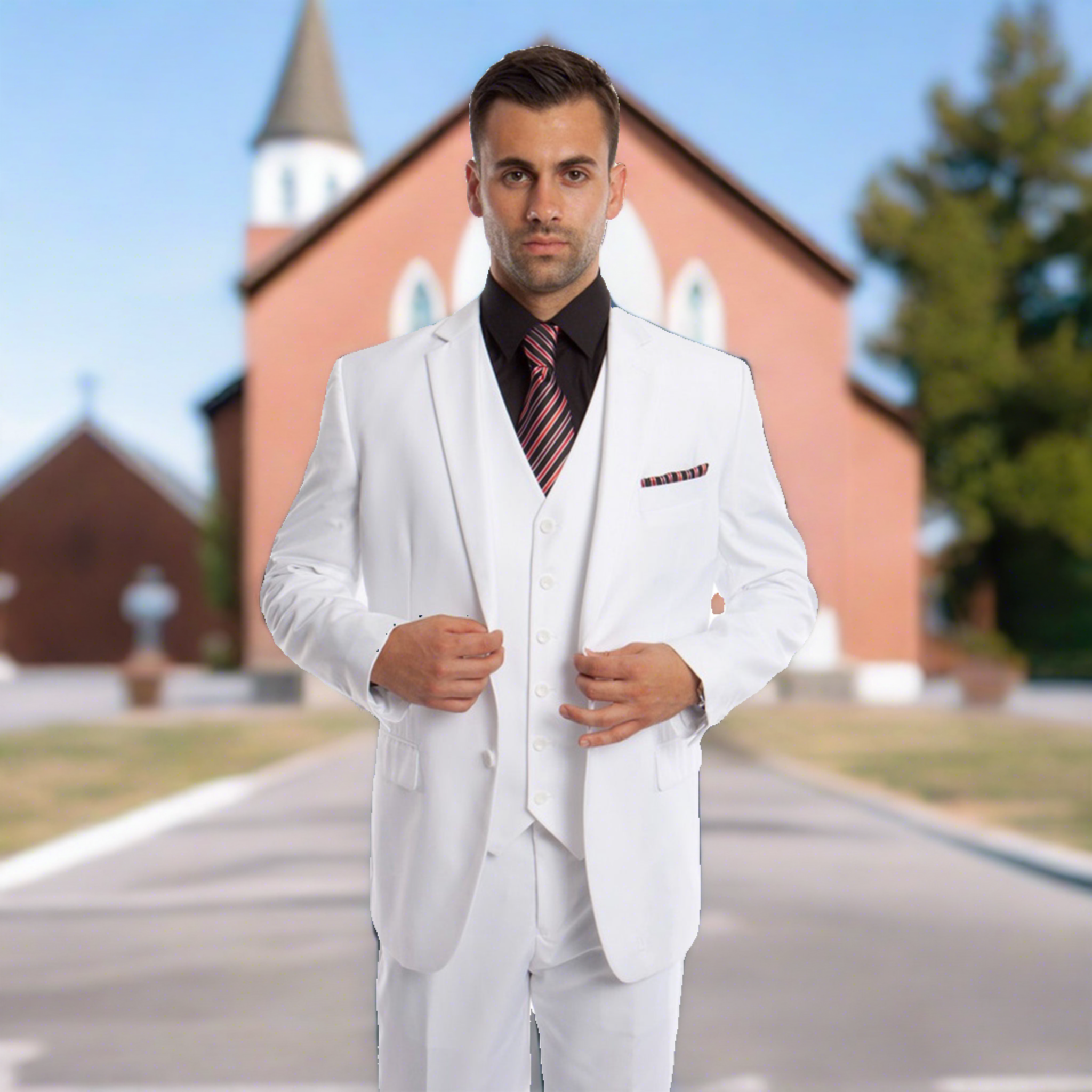 Slim Fit White 3pc Suit
