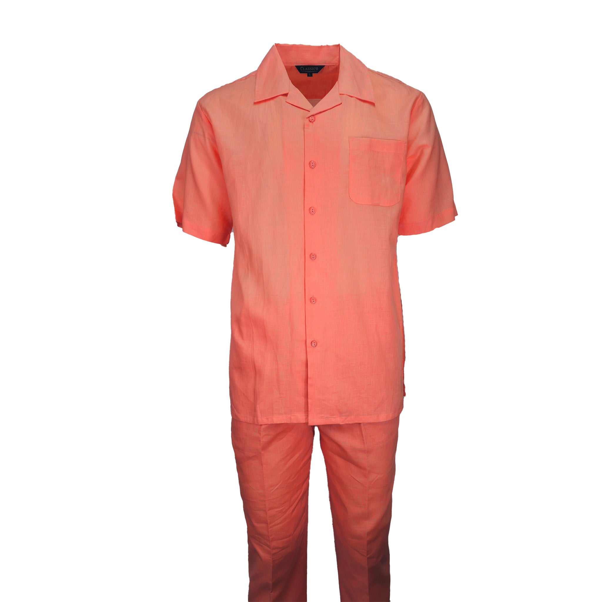 Men's Melon Linen Leisure Suit