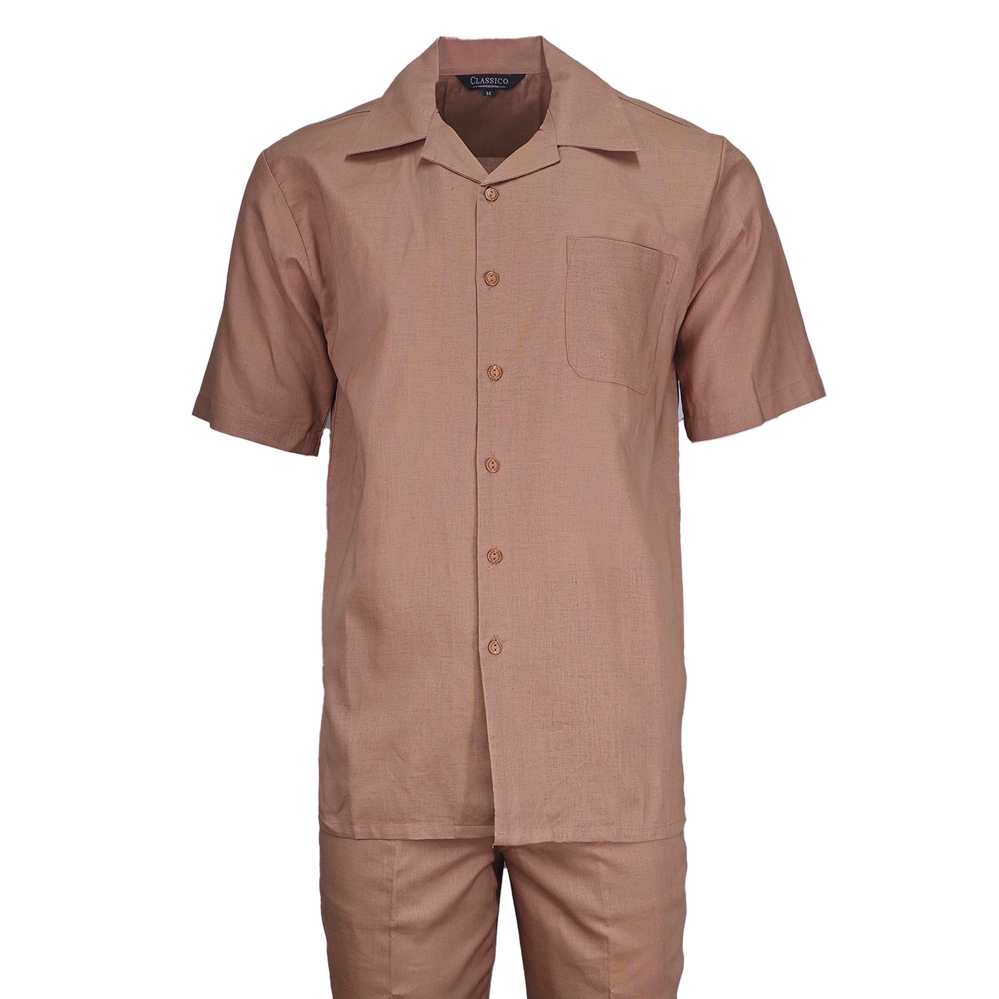 Men's Mocha Linen Leisure Suit