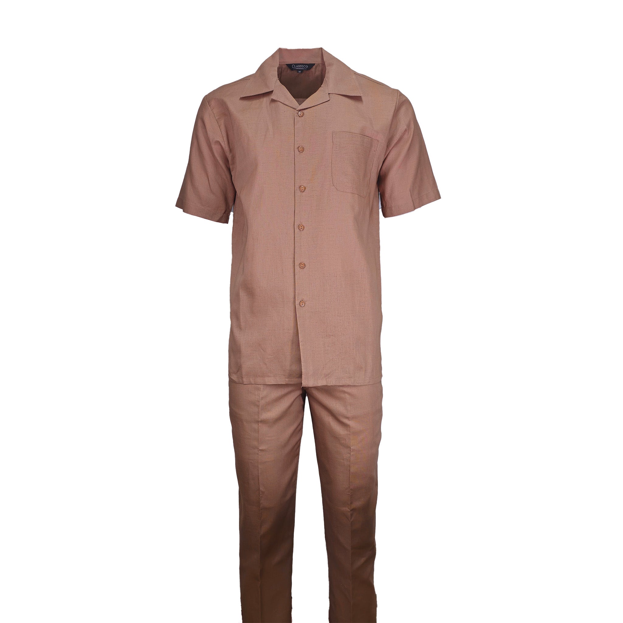 Men's Mocha Linen Leisure Suit