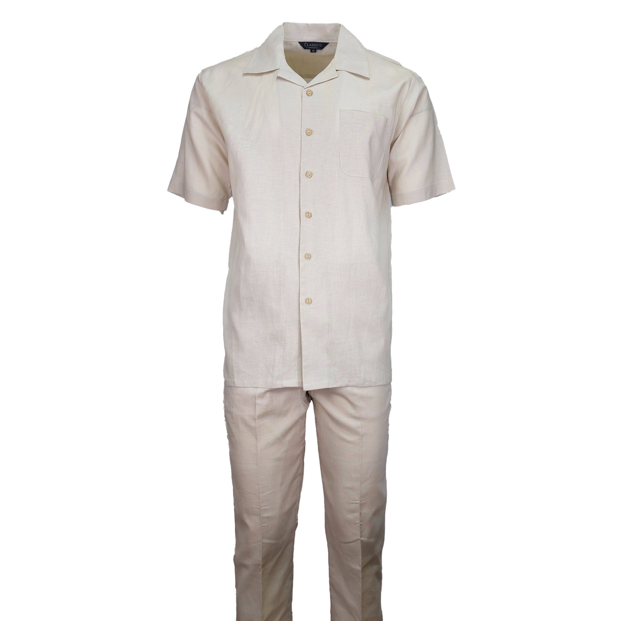linen dress for mens Manzini Mens Linen Lt. Beige 2 Pc. Tailored Fit Outfit MZL-304