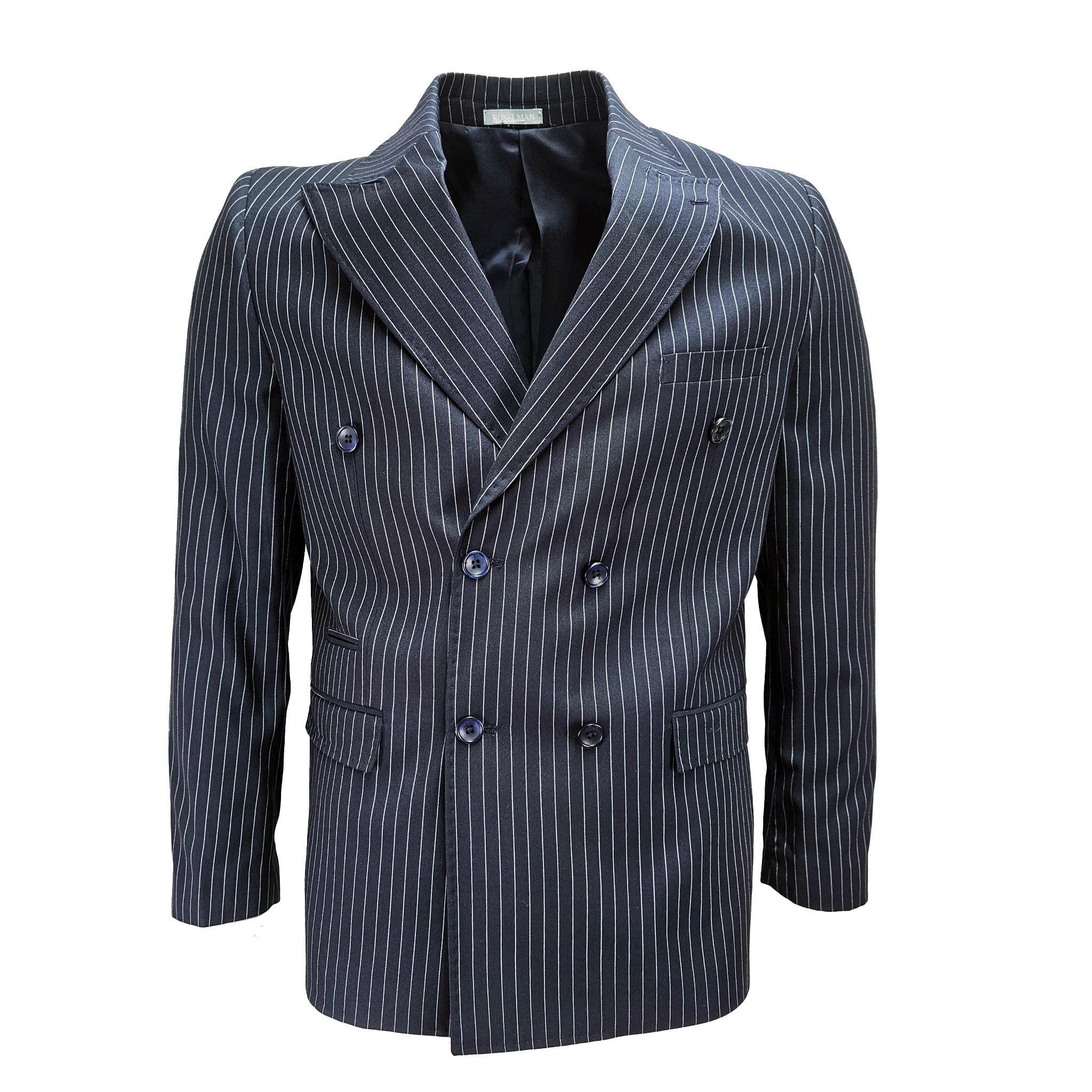 Navy Slim Fit Pinstripe D.B. Suit