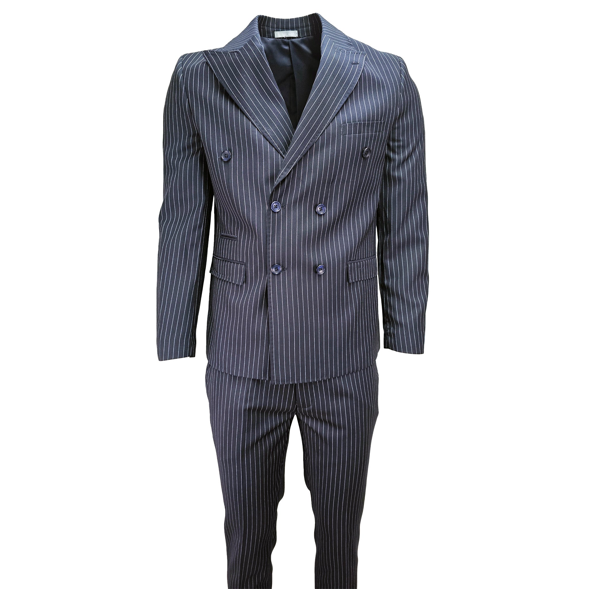 Navy Slim Fit Pinstripe D.B. Suit