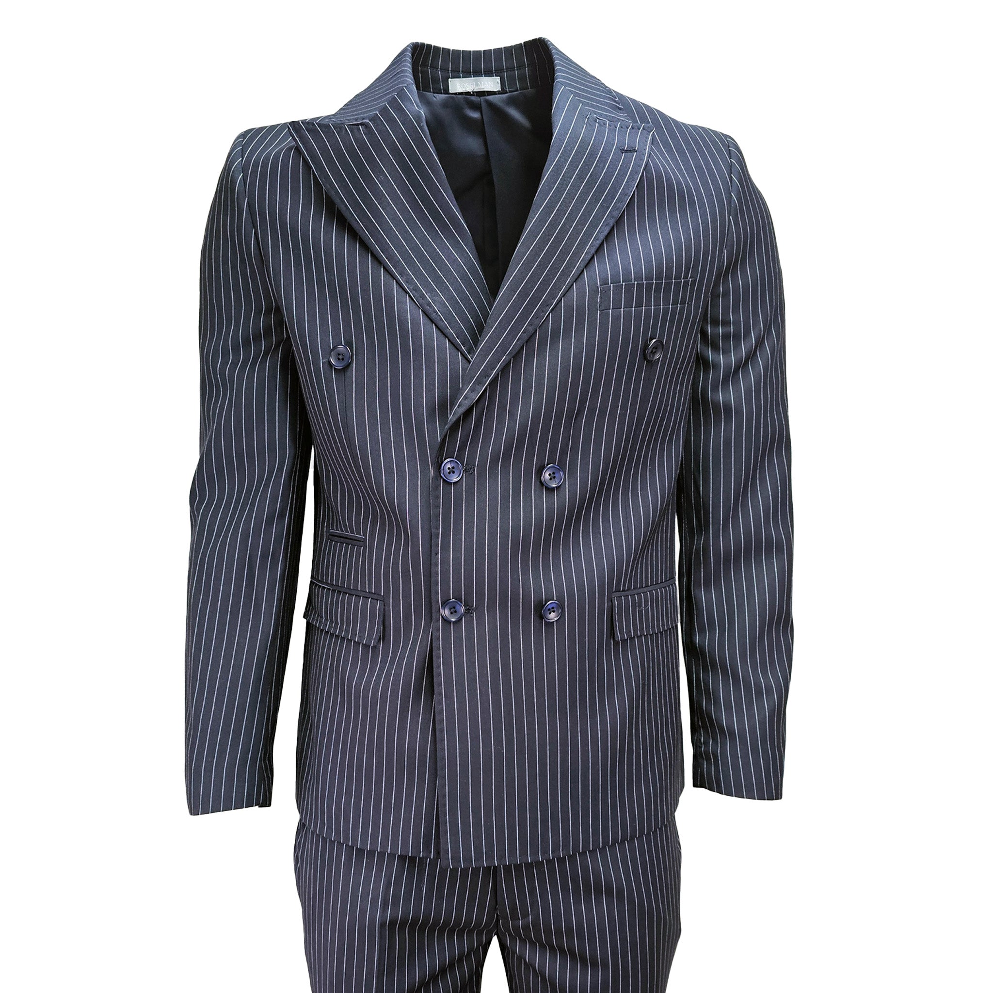 Navy Slim Fit Pinstripe D.B. Suit