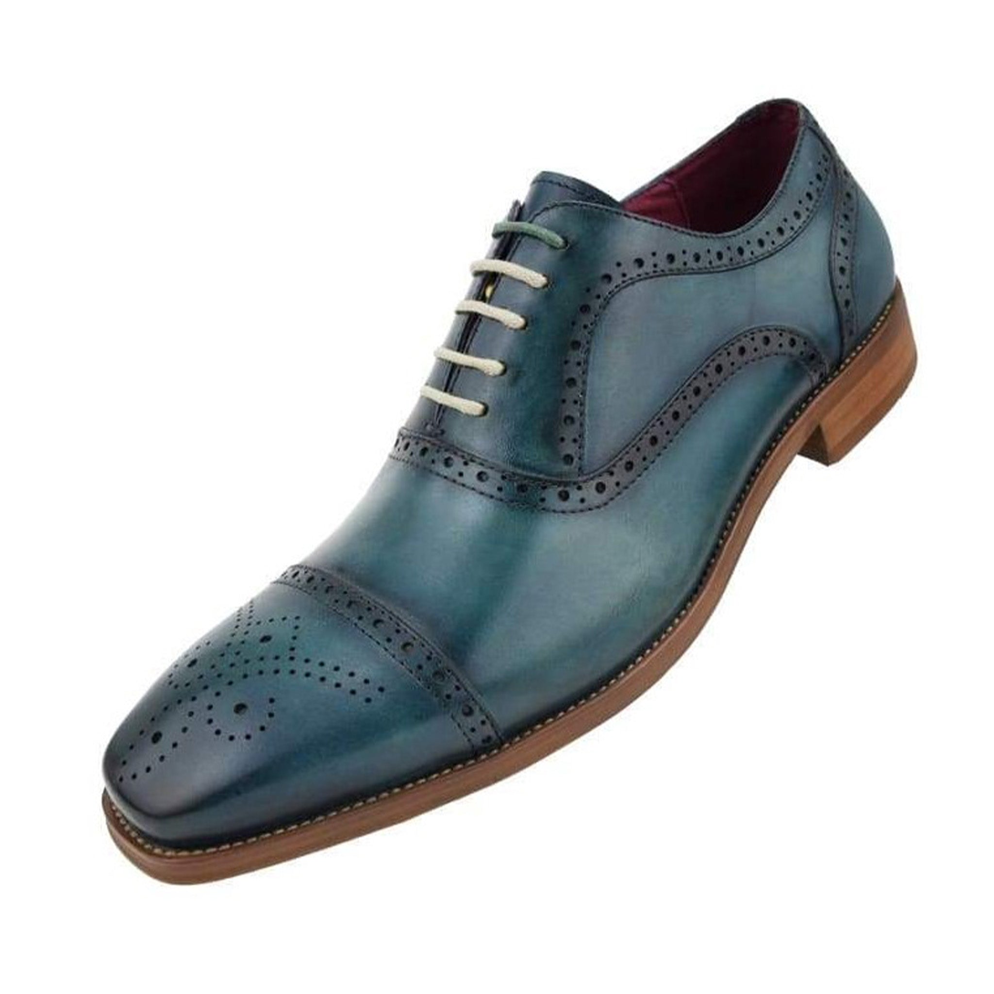 Turquoise Leather Oxford Shoes