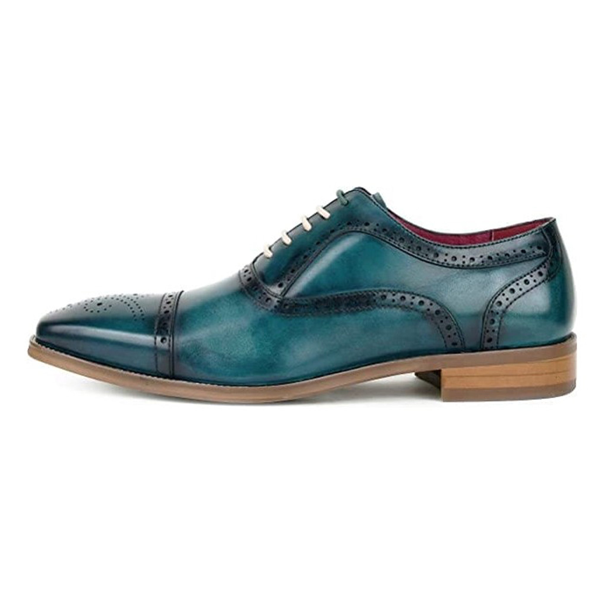 Turquoise Leather Oxford Shoes