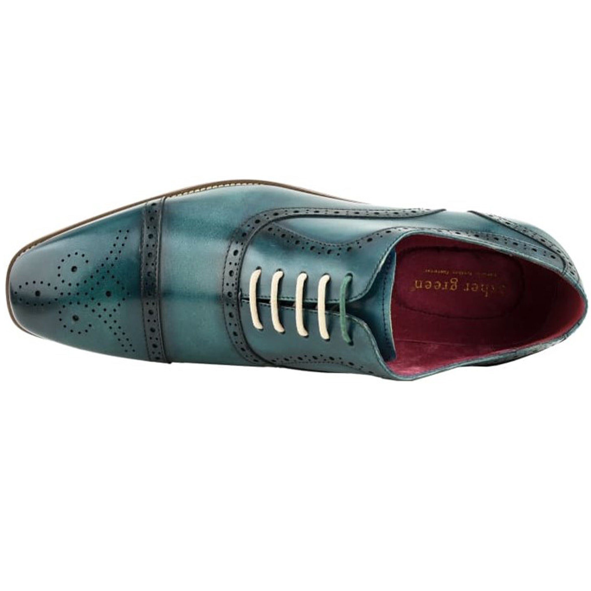 Turquoise Leather Oxford Shoes