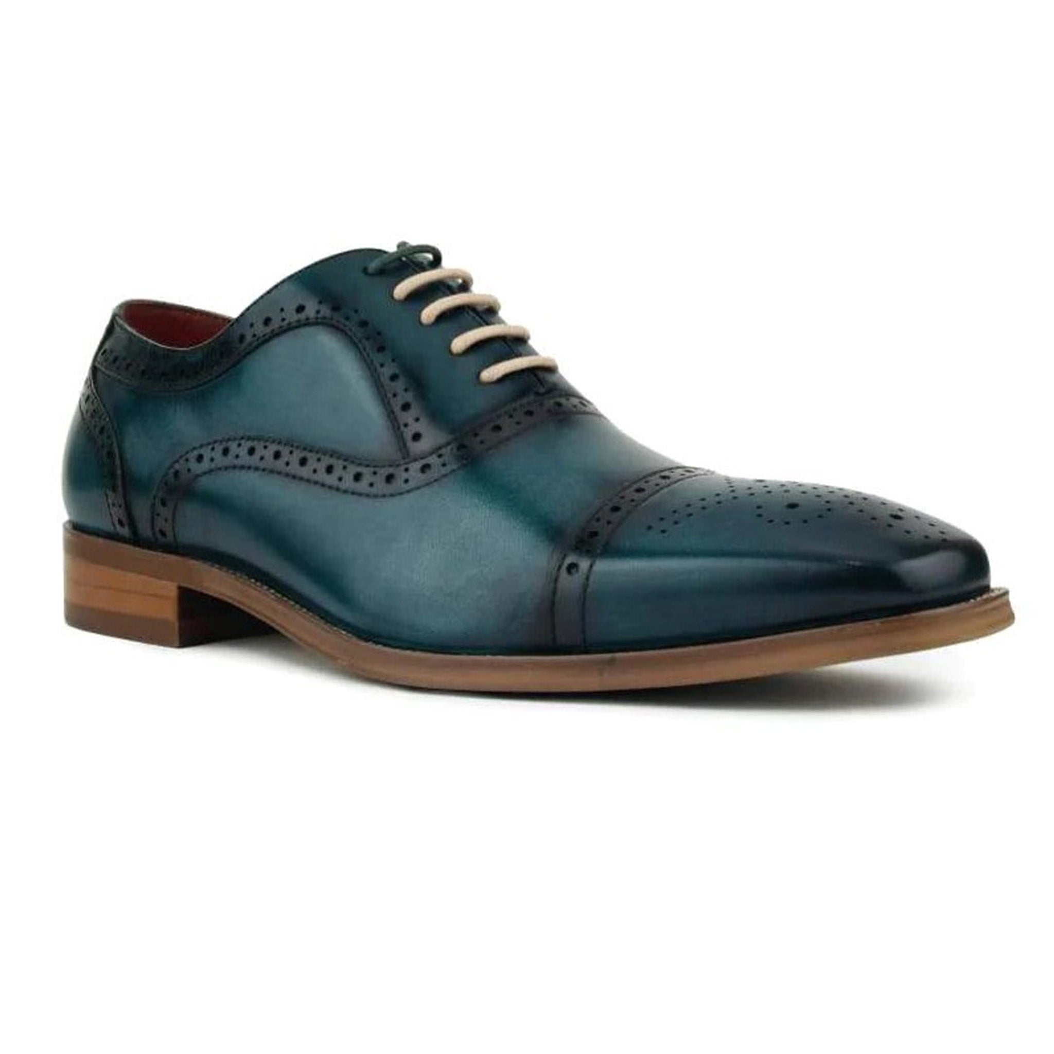 Turquoise Leather Oxford Shoes