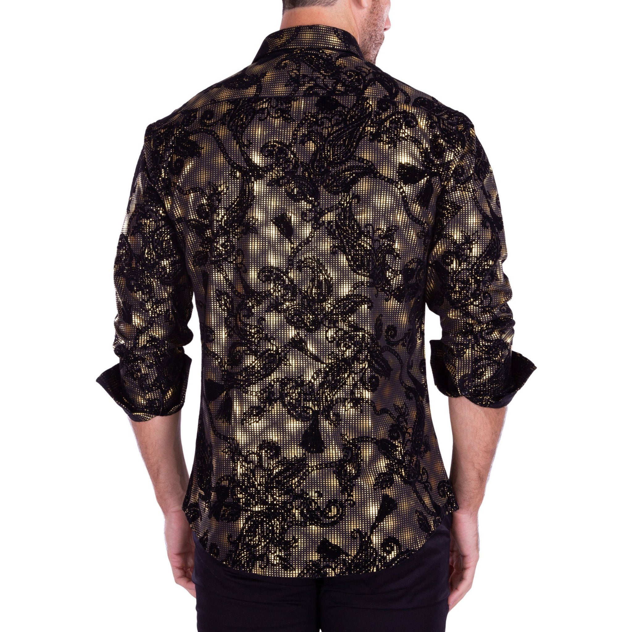 Gold Foil Print Fashion Shirt for Men | Elevate Your Style with DNK Mobile Gold / Medium Gold Foil Print Fashion Shirt for Men | Elevate Your Style with DNK Mobile Gold / Medium