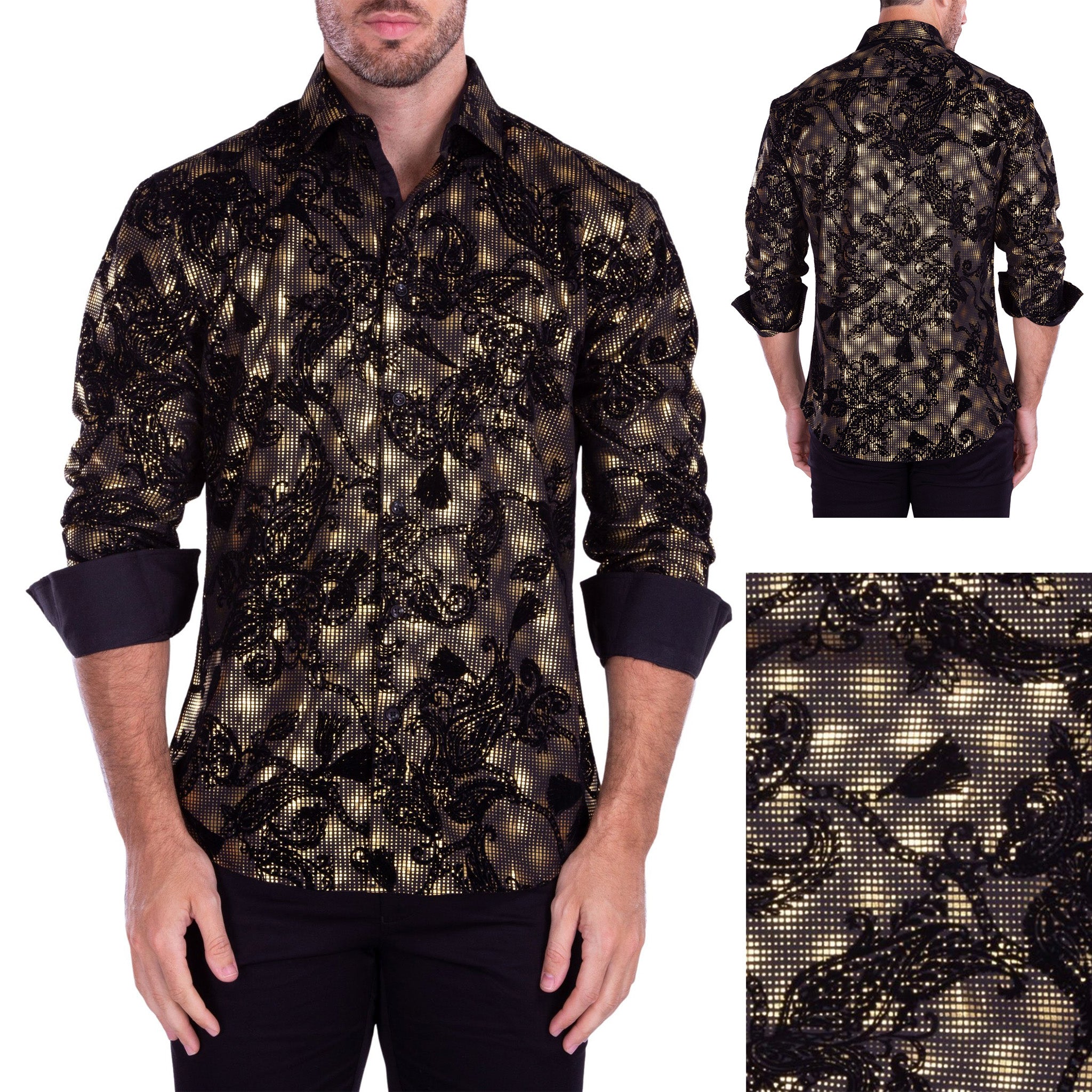 Gold Foil Print Fashion Shirt for Men | Elevate Your Style with DNK Mobile Gold / Medium Gold Foil Print Fashion Shirt for Men | Elevate Your Style with DNK Mobile Gold / Medium