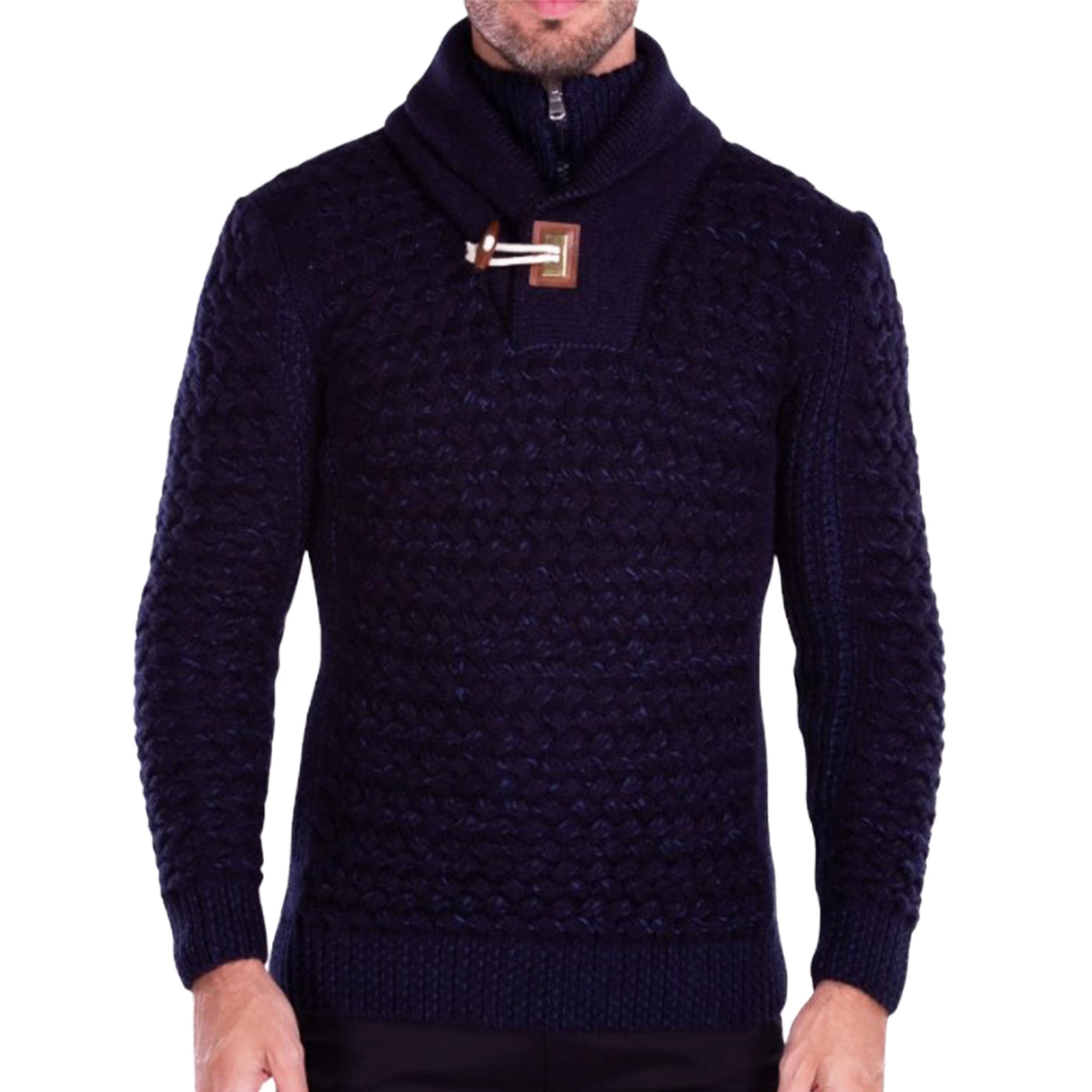 Navy Cowl Neck Men's Sweater