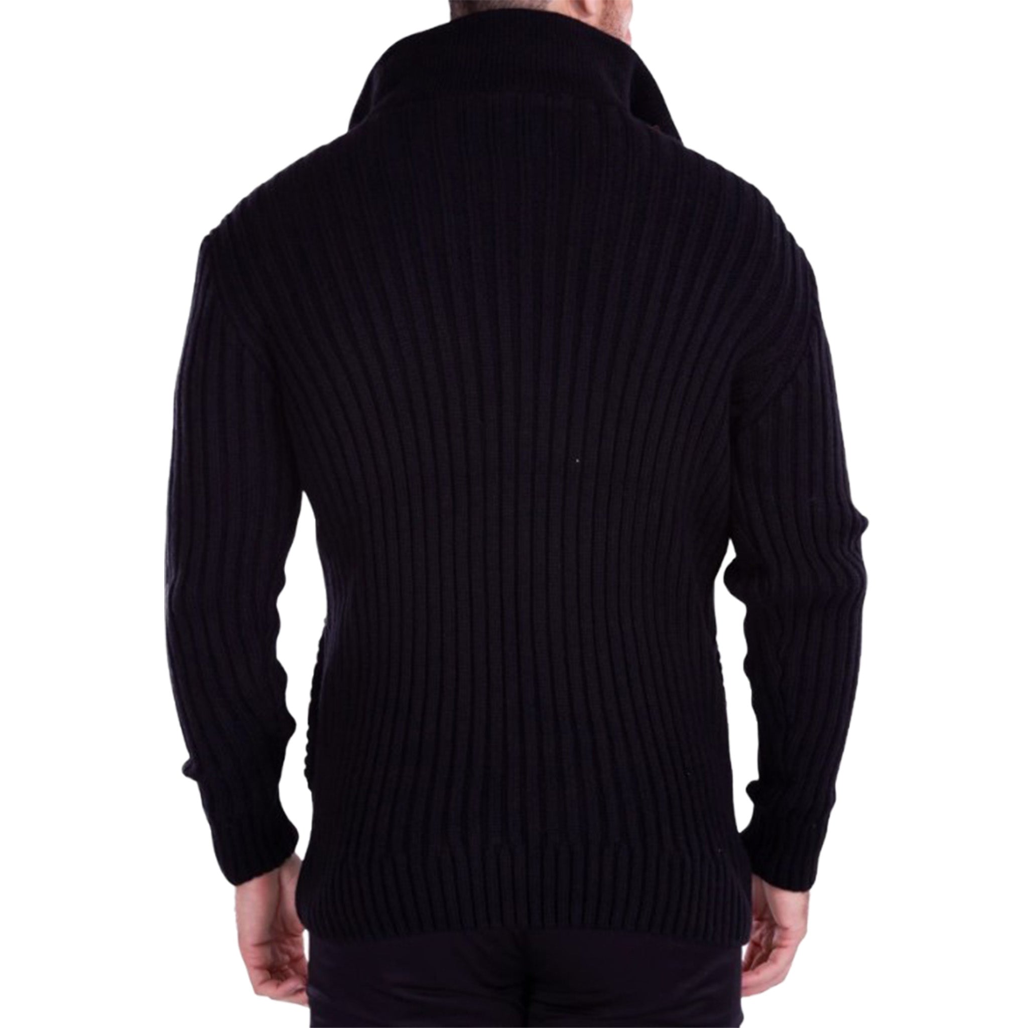 Black Cowl Neck Men's Sweater - Main Image