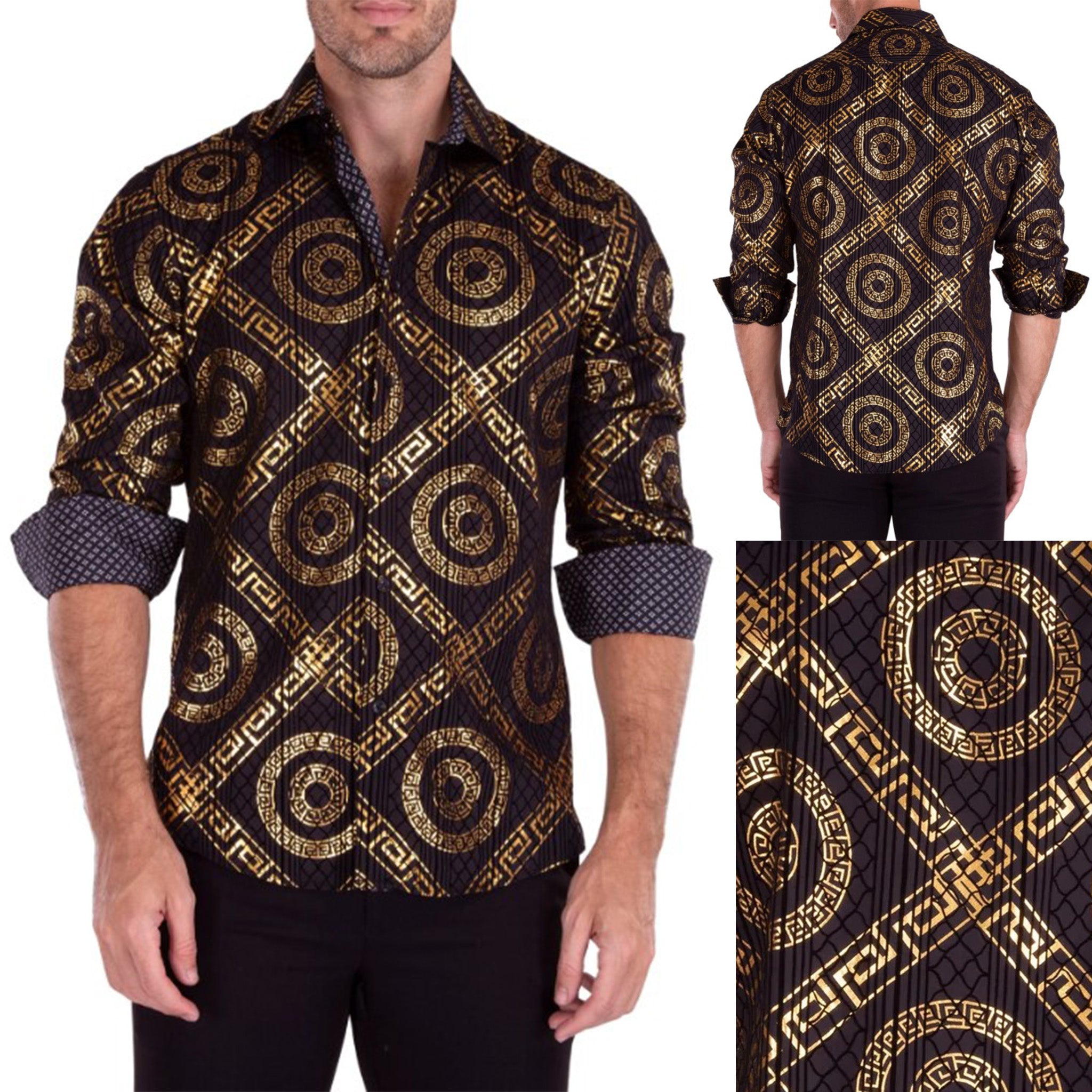 Gold Foil Print Fashion Shirt